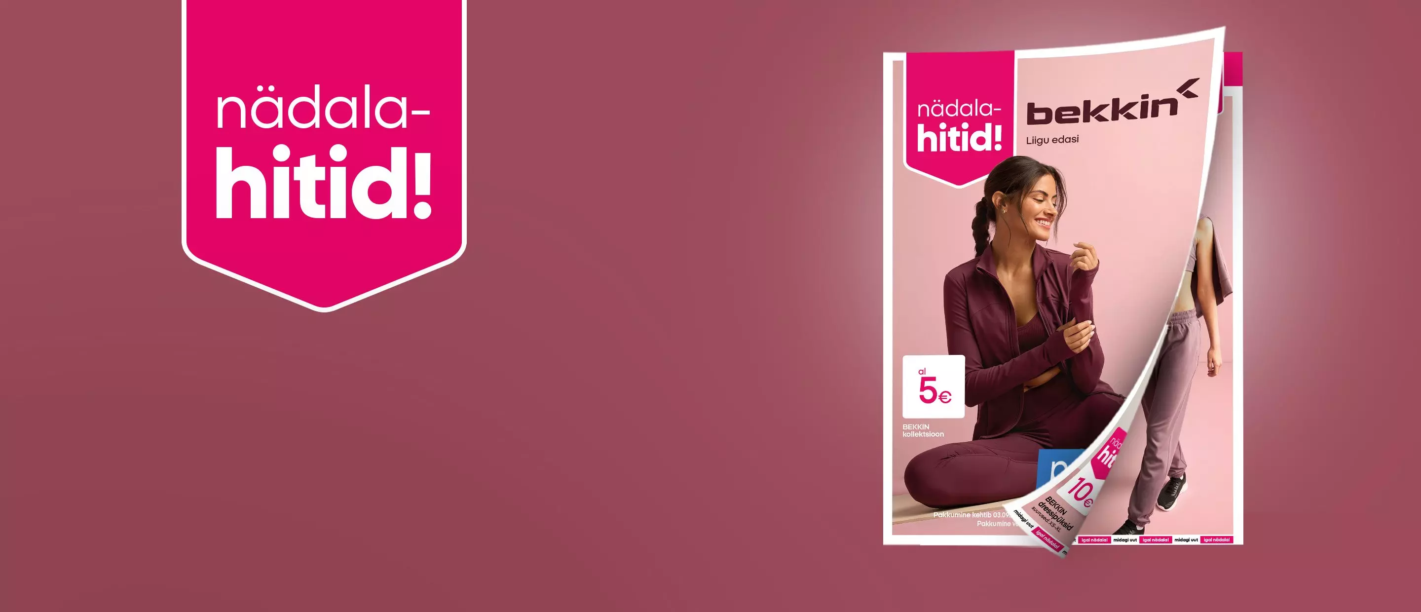 Pepco promotional image showing women wearing bekkin loungewear with nädala-hitid text and catalogue.