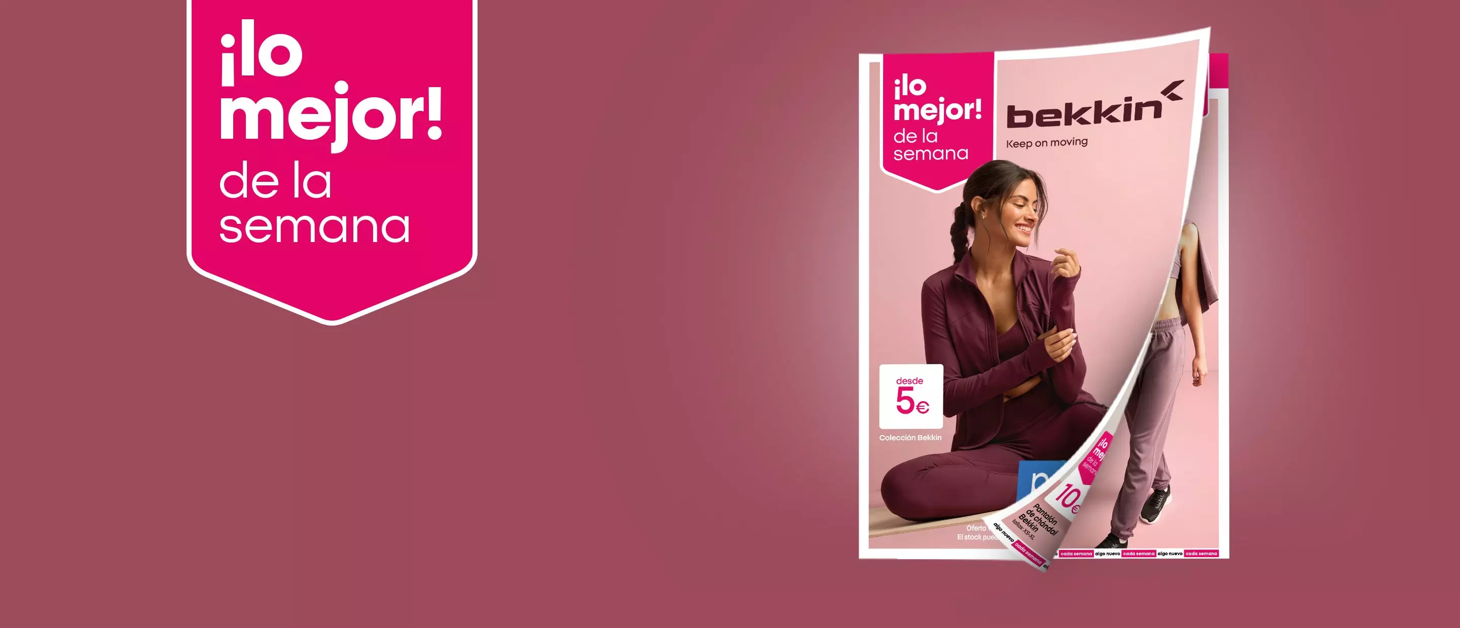 Promoción lo mejor de la semana en Pepco con colección Bekkin desde 5€, mujer en ropa deportiva burdeos.