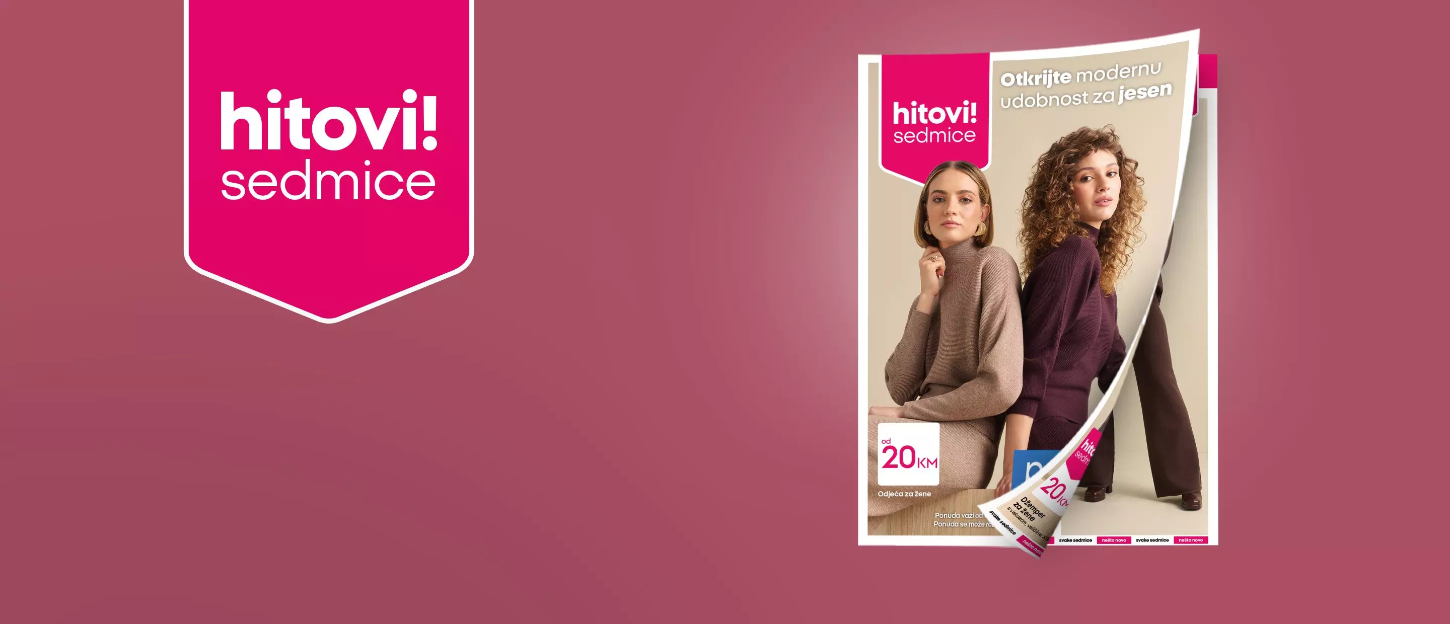 Pepco katalog prikazuje jesenju kolekciju ženskih džempera sa natpisom hitovi sedmice od 20 KM.