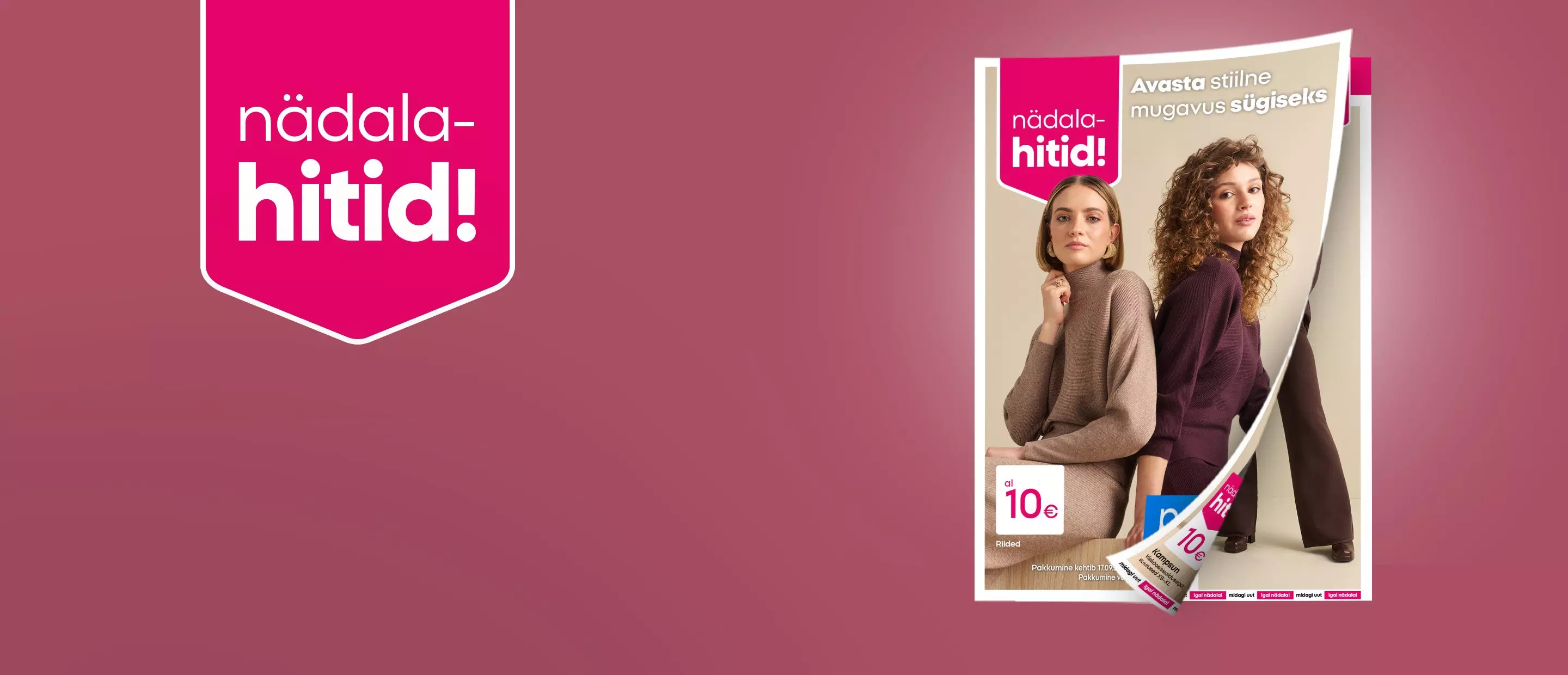 Pepco promotional banner showing two women modelling knitwear from the weekly deals collection starting at 10 euros.