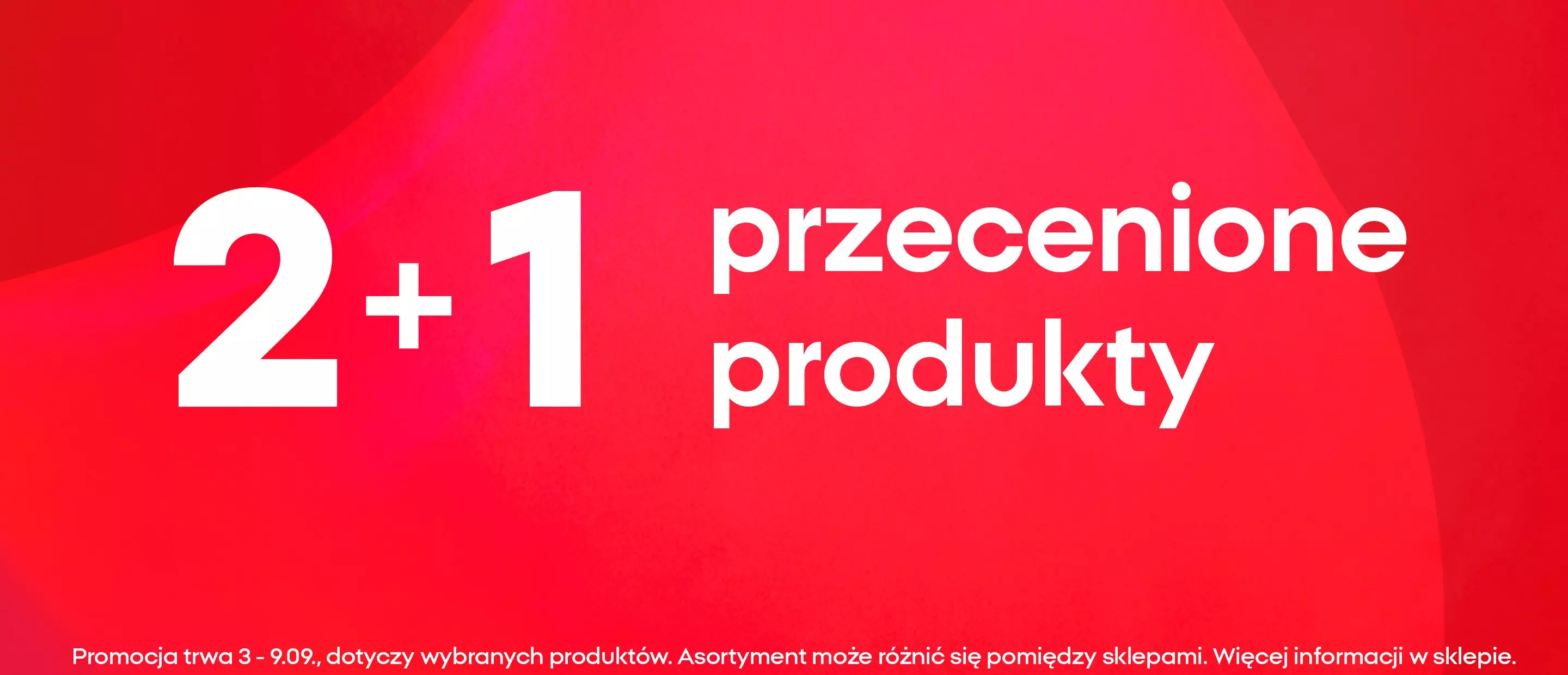 Pepco promocja 2+1 przecenione produkty na czerwonym tle.