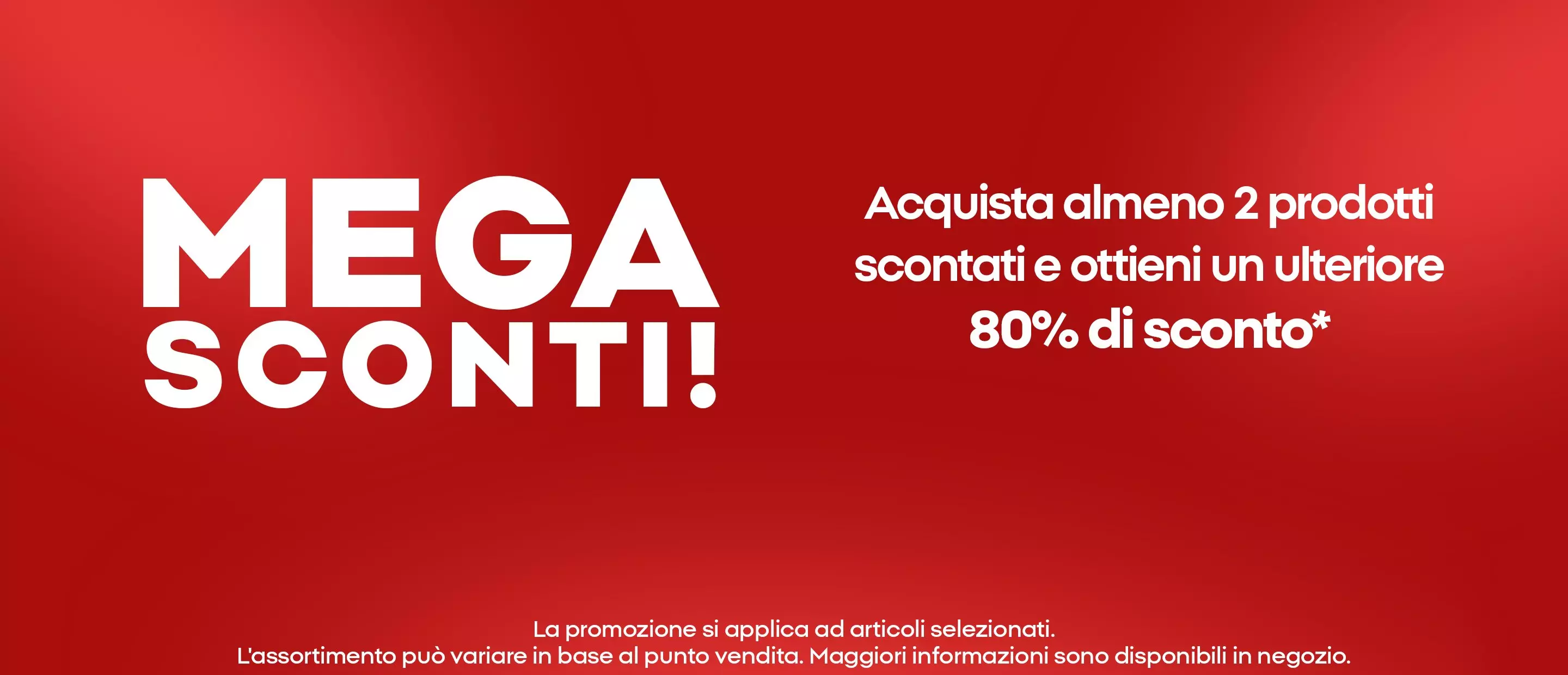 Banner promozionale Pepco MEGA SCONTI! con offerta fino all'80% di sconto su prodotti selezionati.