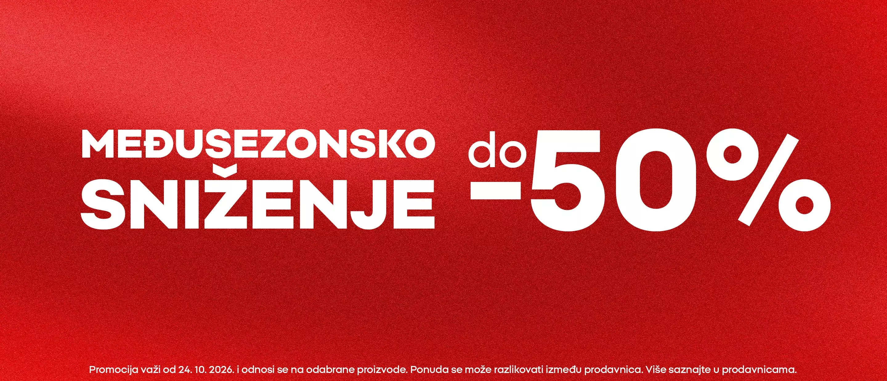 Pepco banner s tekstom MEĐUSEZONSKO SNIŽENJE do -50%.
