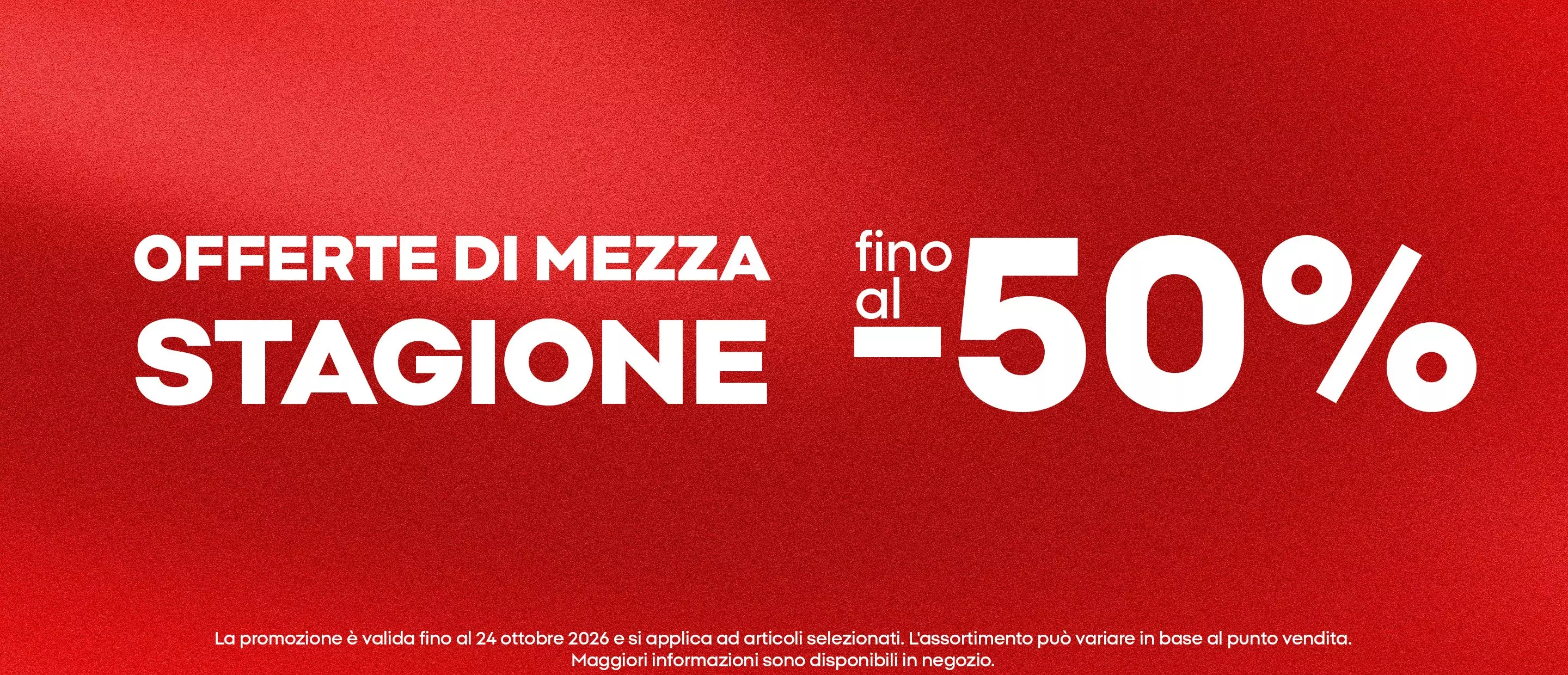 Banner promozionale Pepco con offerte di mezza stagione fino al -50%.