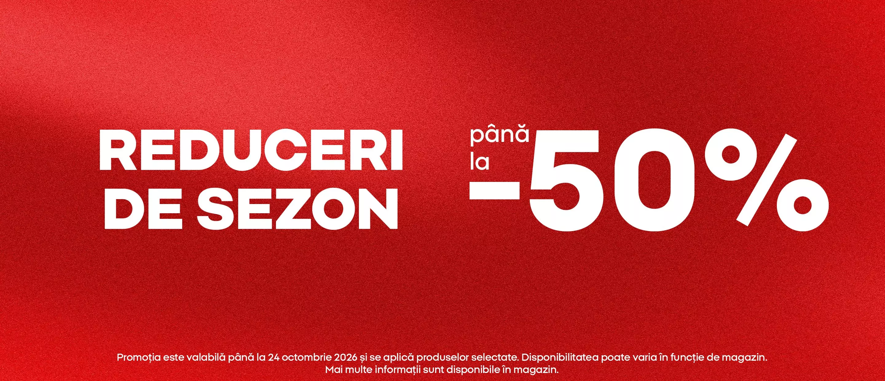 Pepco banner cu text Reduceri de sezon până la -50%.