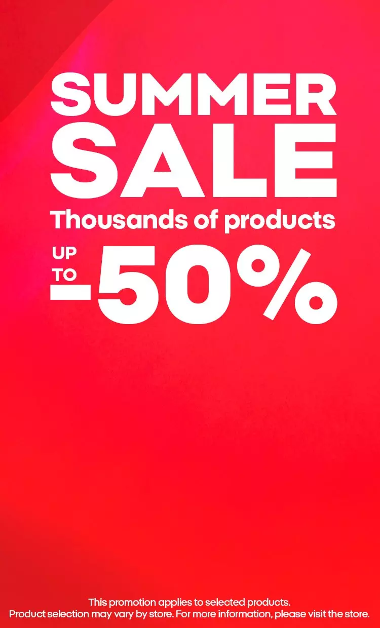 Pepco summer sale promotional banner advertising up to 50% off thousands of products.