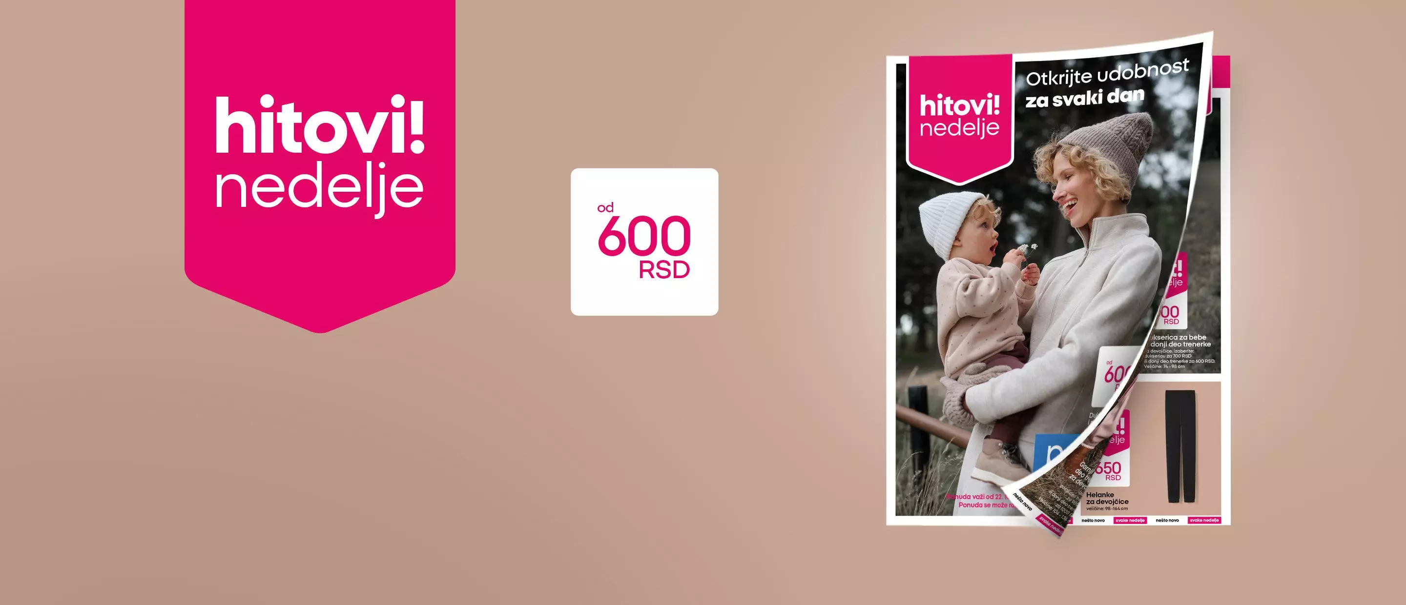 Pepco hitovi nedelje katalog sa majkom i detetom u zimskoj odeći, cene od 600 RSD.