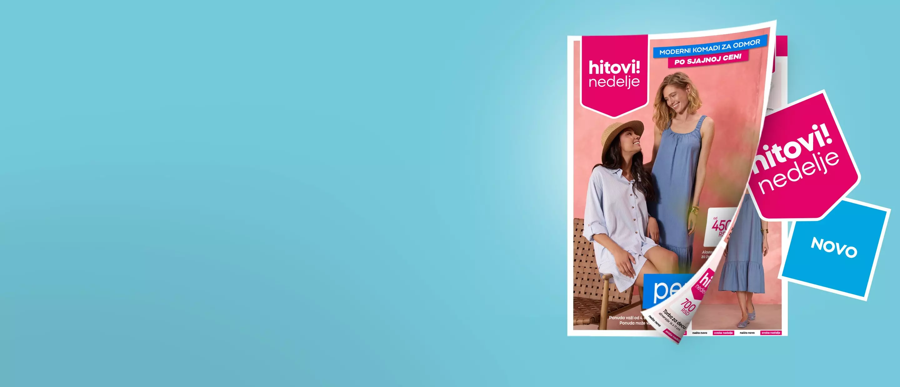 Pepco katalozi sa letnjom modnom kolekcijom i natpisom hitovi nedelje.