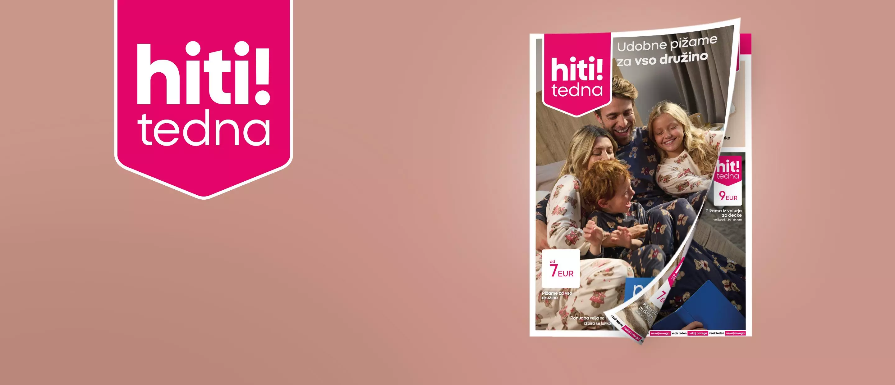 Pepco hiti! tedna katalog z družino v pižamah, ki uživa skupaj.