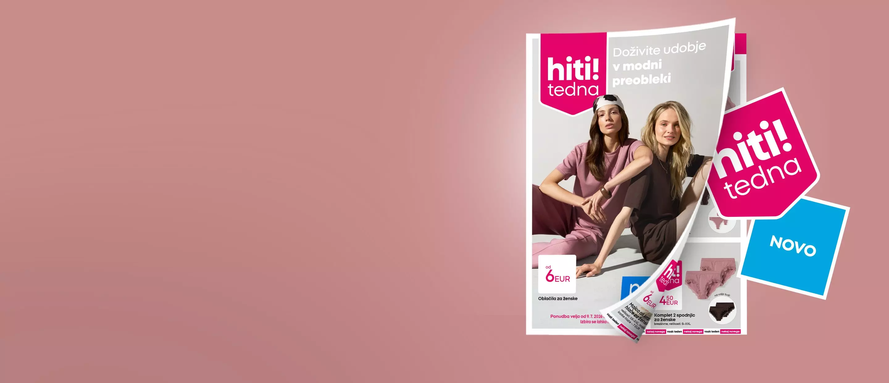 Pepco hiti! tedna katalog z dvema mladenkama v sproščeni obleki, promocija oblačil za ženske.