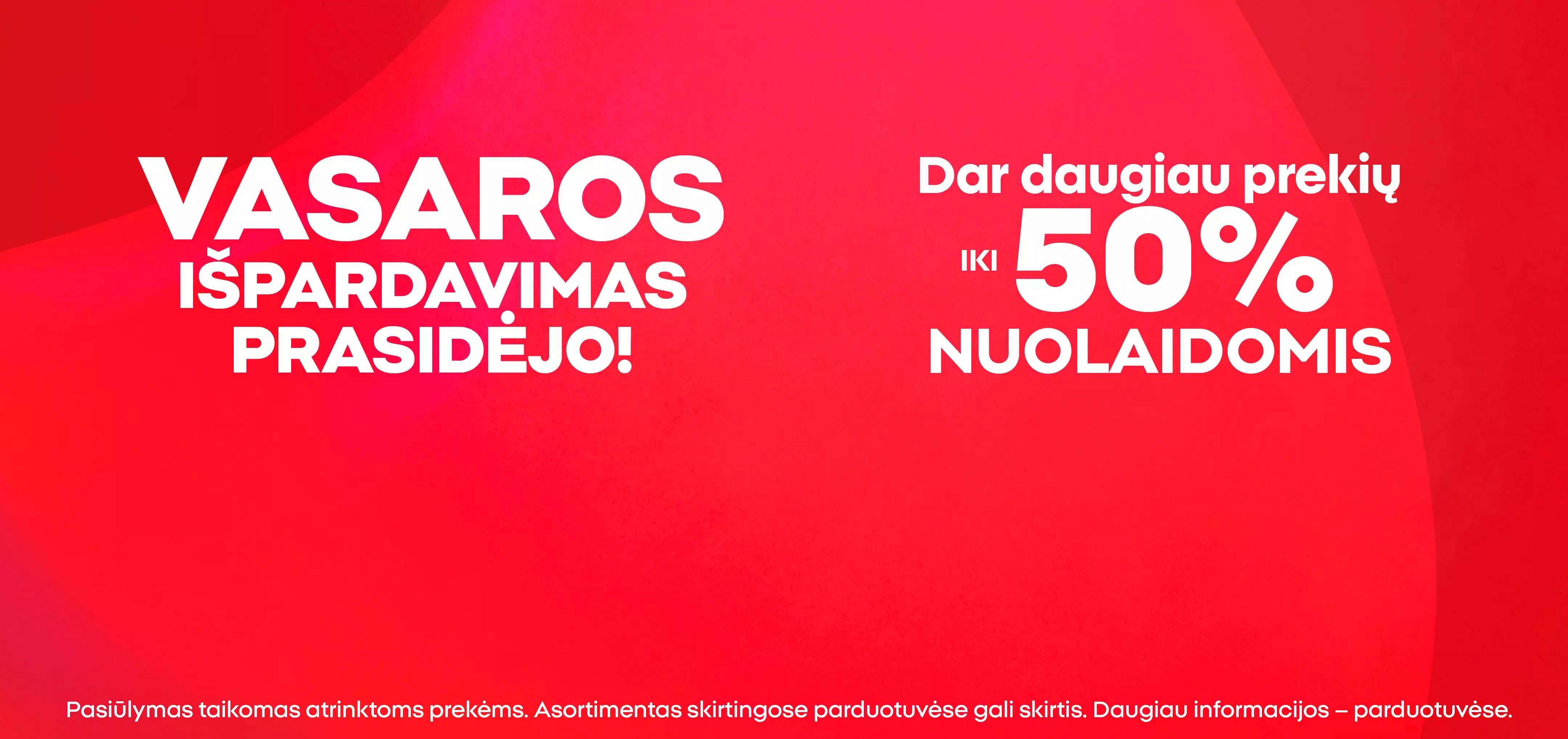 Pepco vasaros išpardavimo reklama su nuolaida iki 50 procentų.