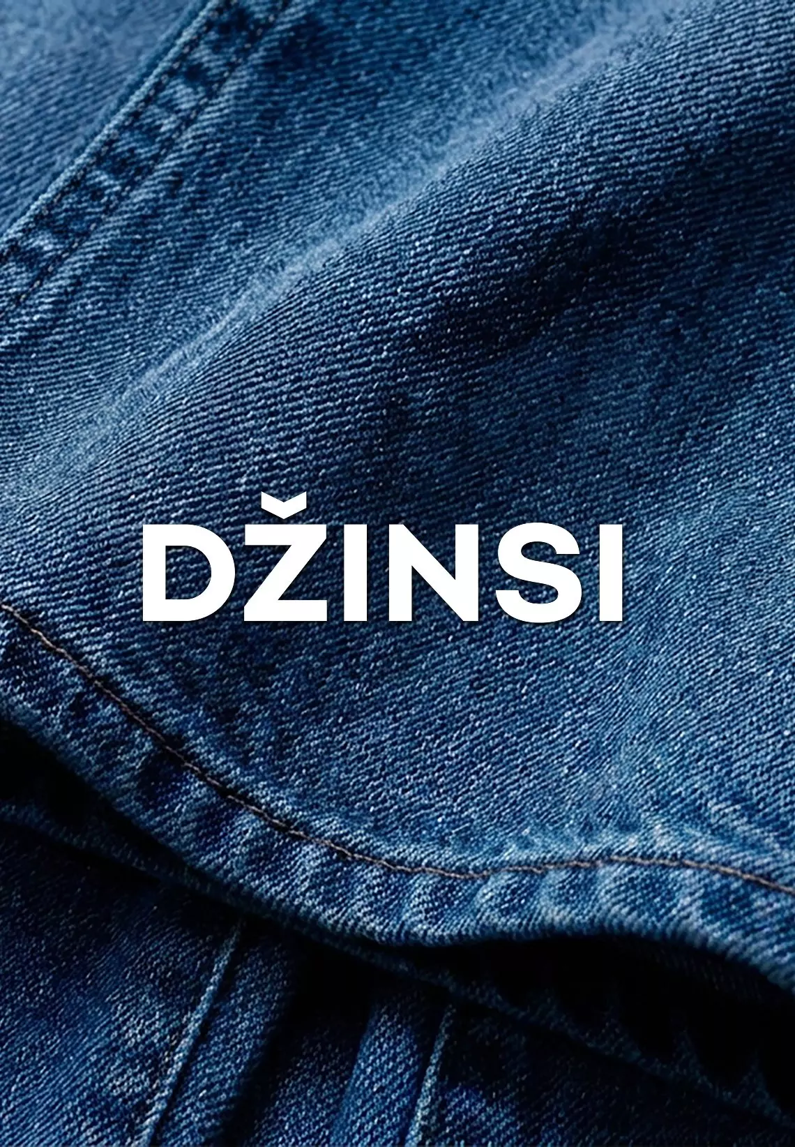 Pepco džinsu auduma tuvplāns ar tekstu DŽINSI.