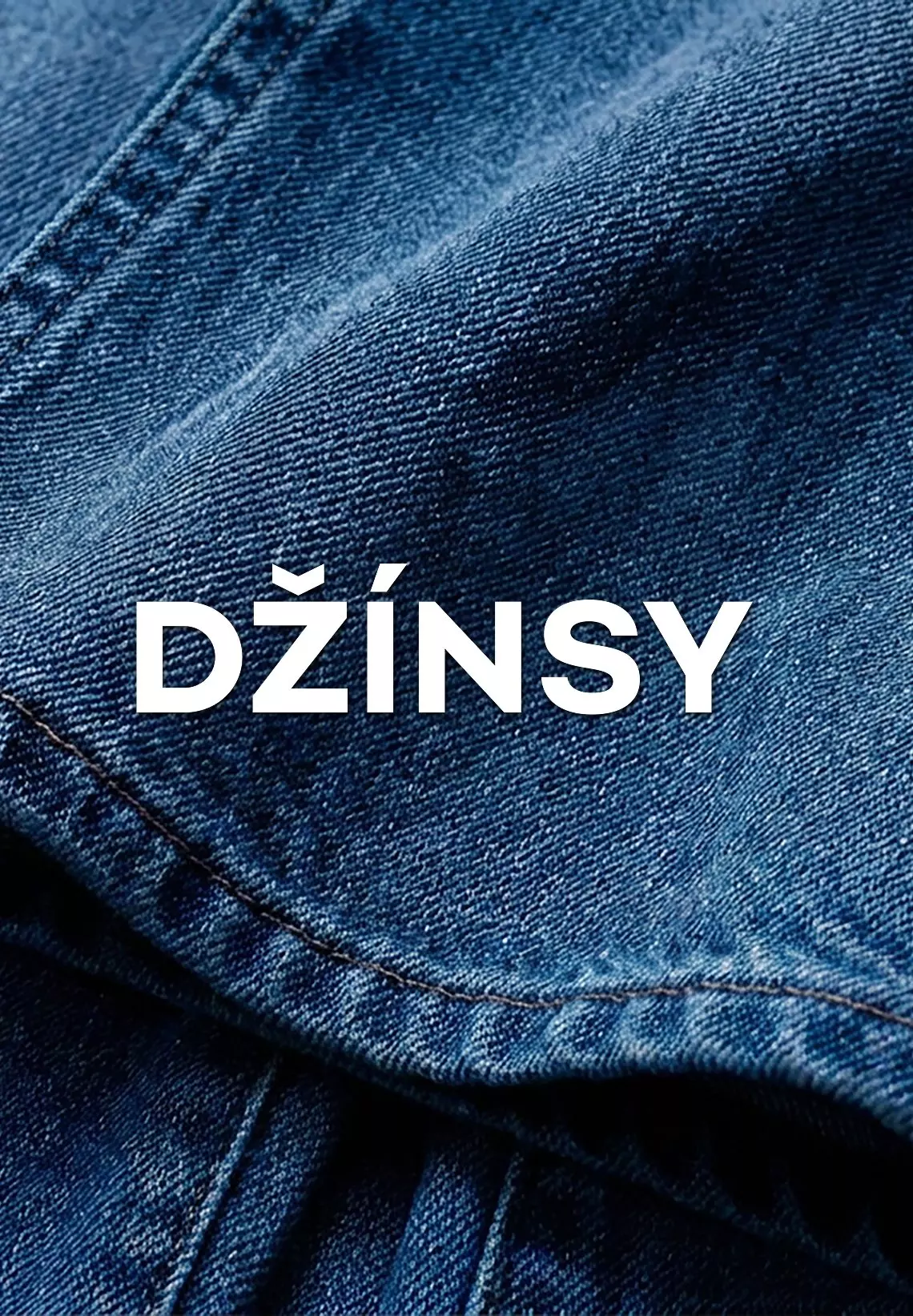 Pepco džínsová látka s textom DŽÍNSY v bielom písme.