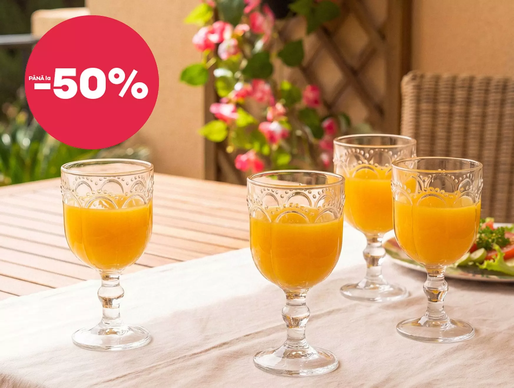 Pepco set de pahare decorative cu suc de portocale, reducere până la 50%.