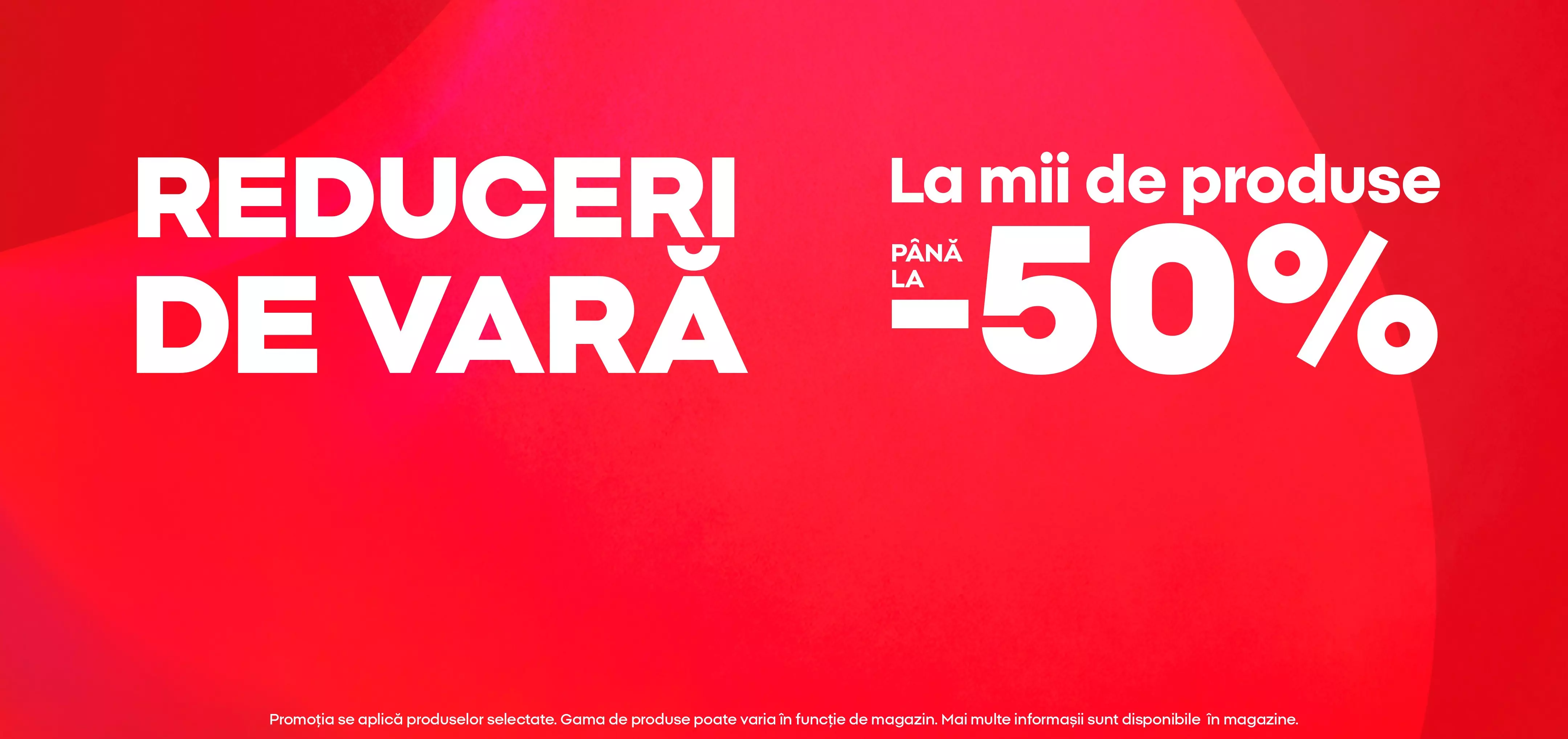 Banner promoțional Pepco cu text REDUCERI DE VARĂ și reduceri până la -50% la mii de produse.