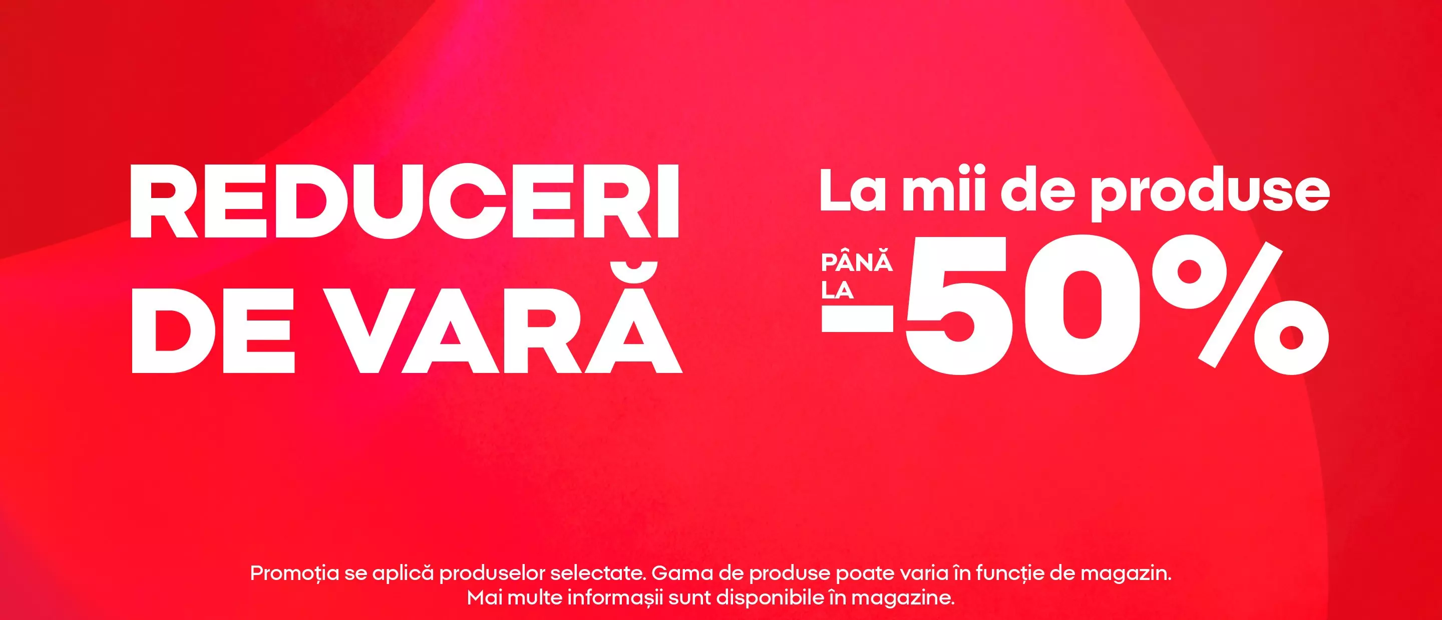 Banner promoțional Pepco cu reduceri de vară până la -50% pentru mii de produse.