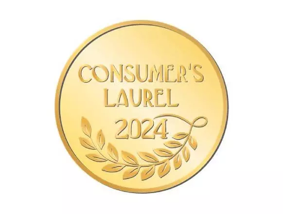 Pepco златна медаља со натпис CONSUMER'S LAUREL 2024 и ловоров венец.
