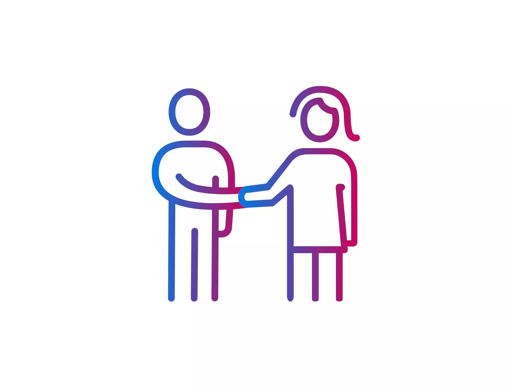 Pictogramă cu două persoane dându-și mâna, reprezentând colaborare sau parteneriat.