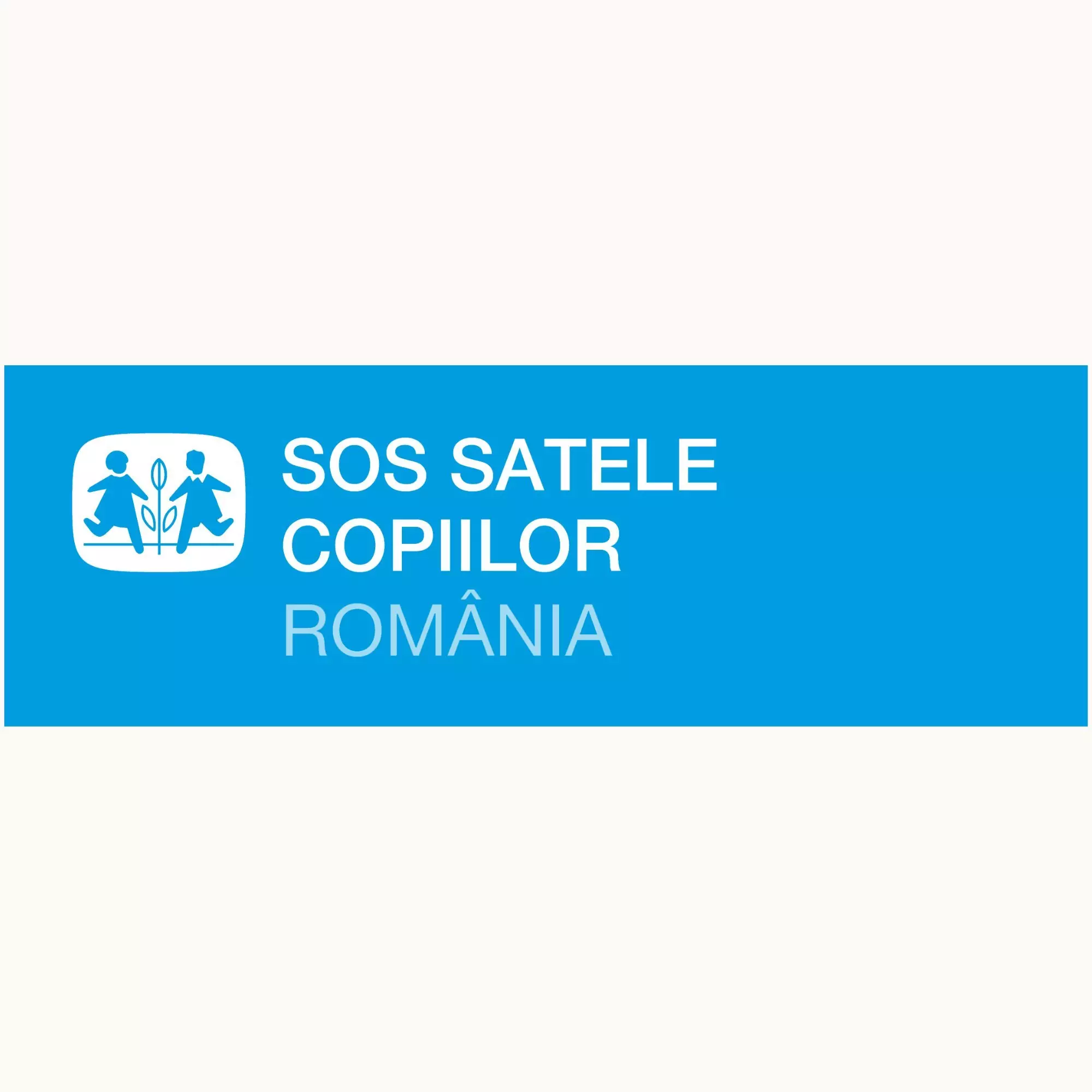 Logo Pepco SOS Satele Copiilor România pe fundal albastru.