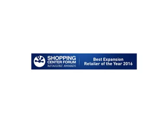 Shopping Center Forum Retailers' Awards badge recognizing Pepco as Best Expansion Retailer of the Year 2016.