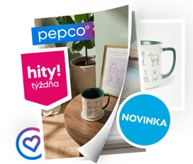 Hrnček s motívom psích plemien, rastlina v kvetináči a obrázok pudla na stole.