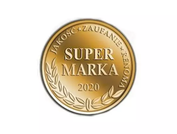 Złoty medal nagrody Super Marka 2020 z napisami "JAKOŚĆ • ZAUFANIE • RENOMA" przyznany marce Pepco.