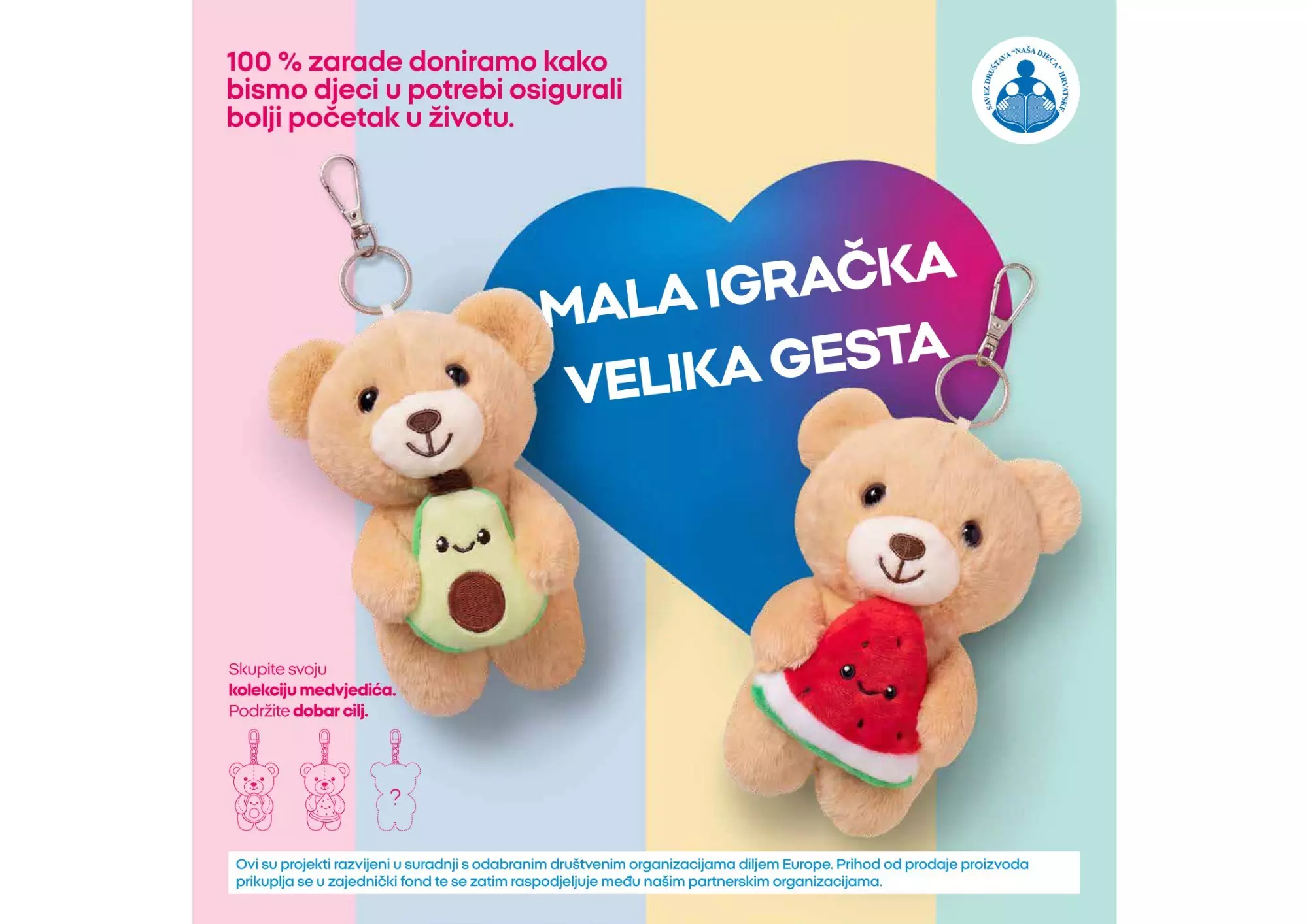 Pepco plišani medvjedići privjesci s avokadom i lubenicom za dobrotvorne svrhe.