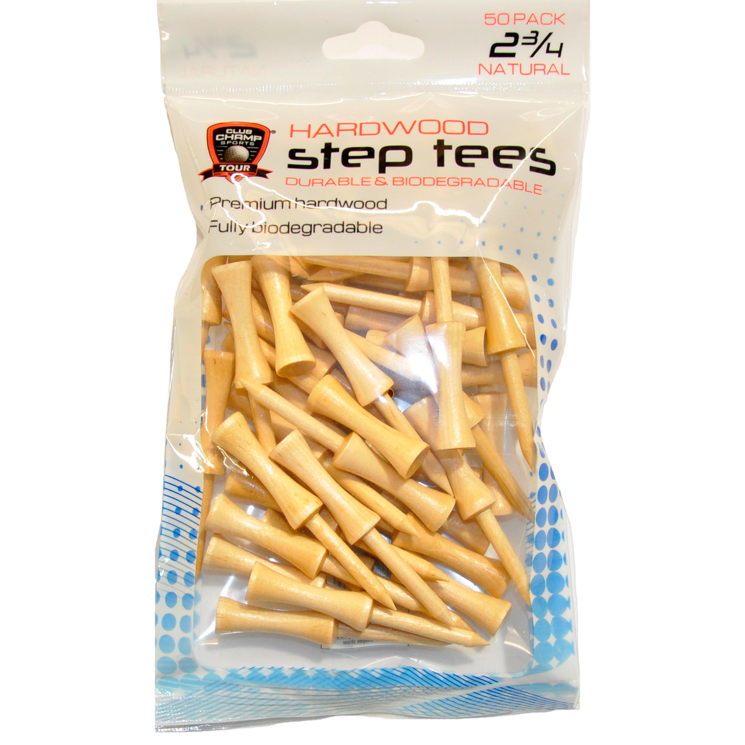 Hardwood Step Golf Tees 2 3/4" - 50 Pack