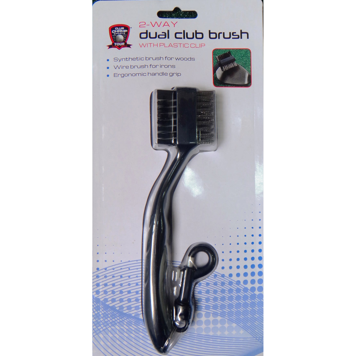 Dual Club Brush - w/ Plastic Clip