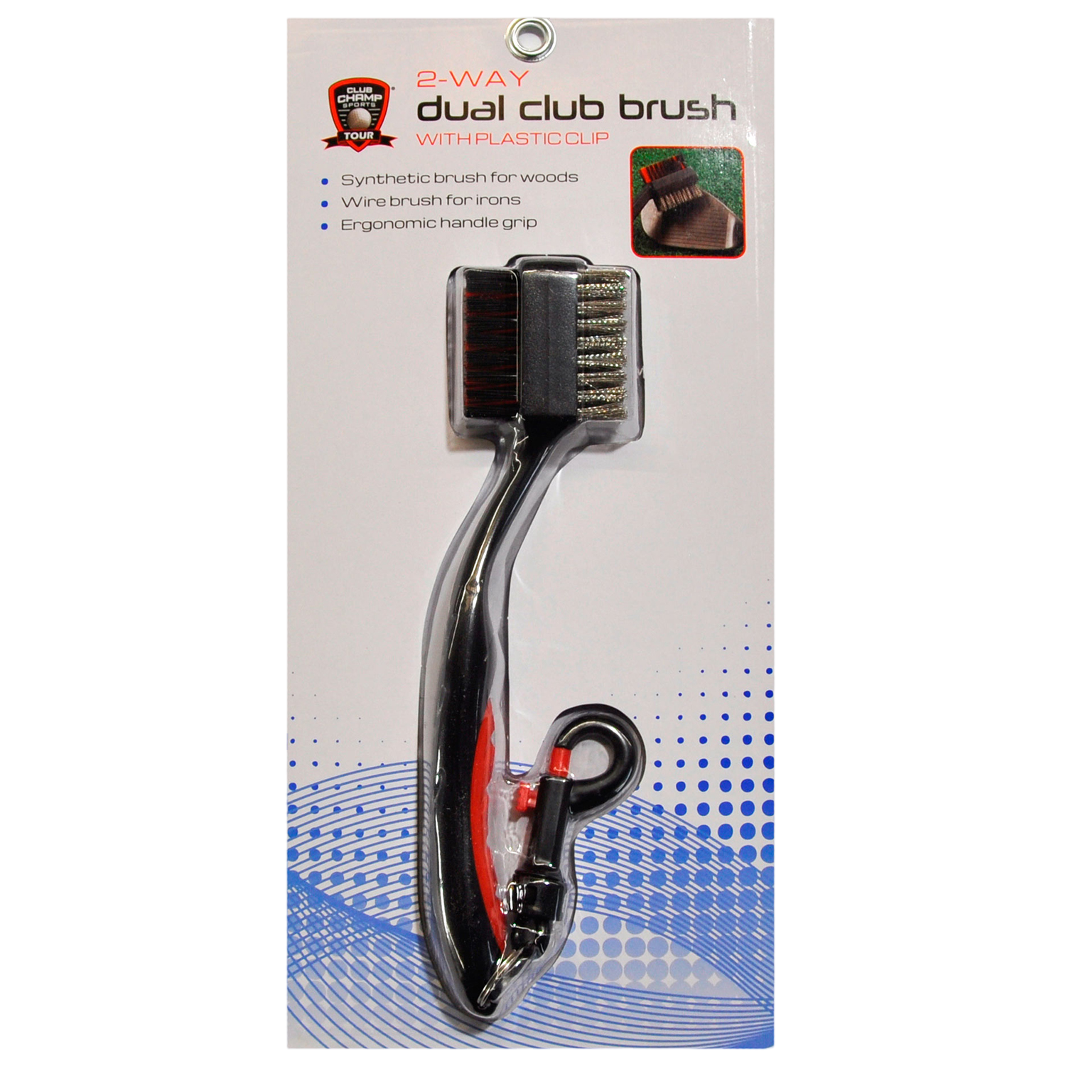 Dual Club Brush - w/ Plastic Clip