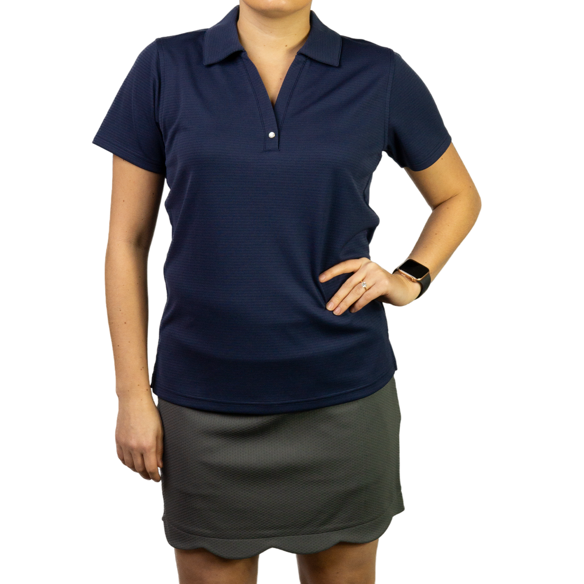 Ottoman Stripe Women's Short Sleeve Golf Polo Shirt