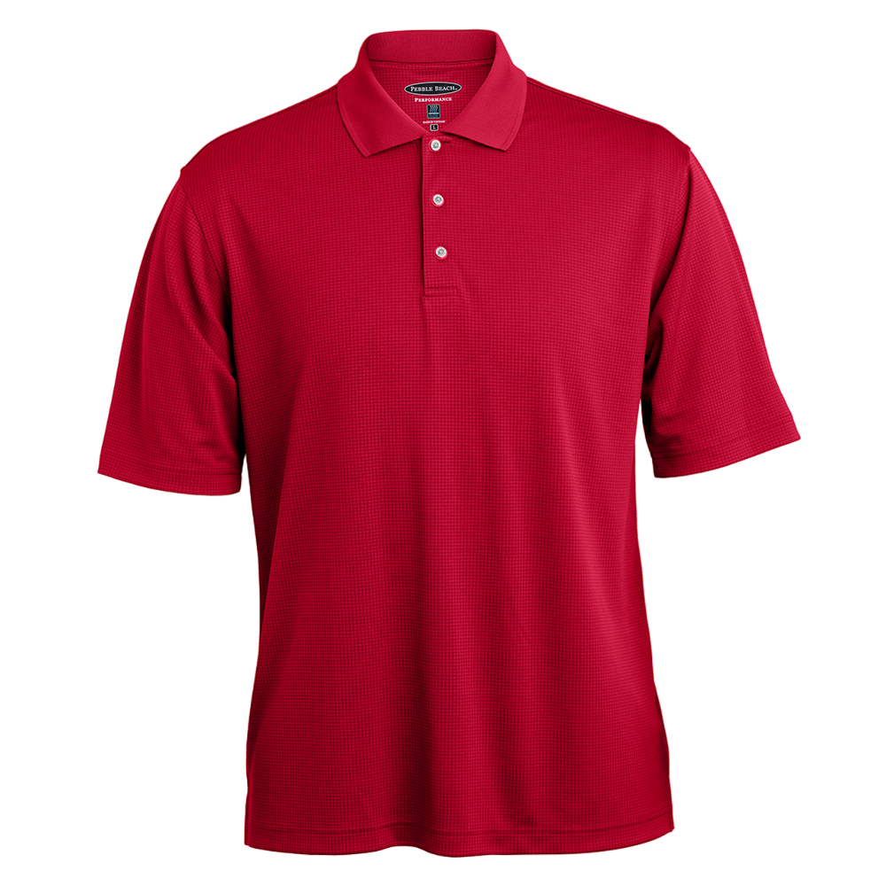 Pebble Beach Grid Texture Men's Short Sleeve Golf Polo Shirt