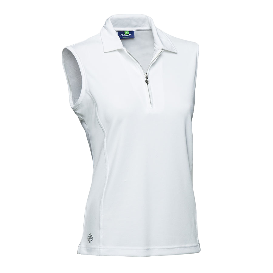 Daily Sports Macy White Sleeveless Solid Polo