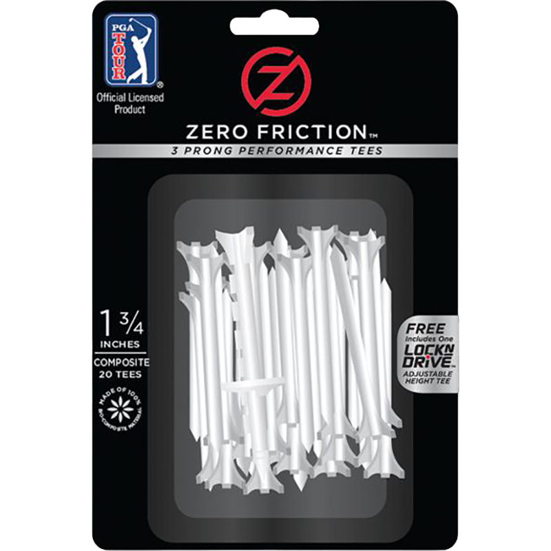 Zero Friction 1-3/4" White Tees 20-Pack