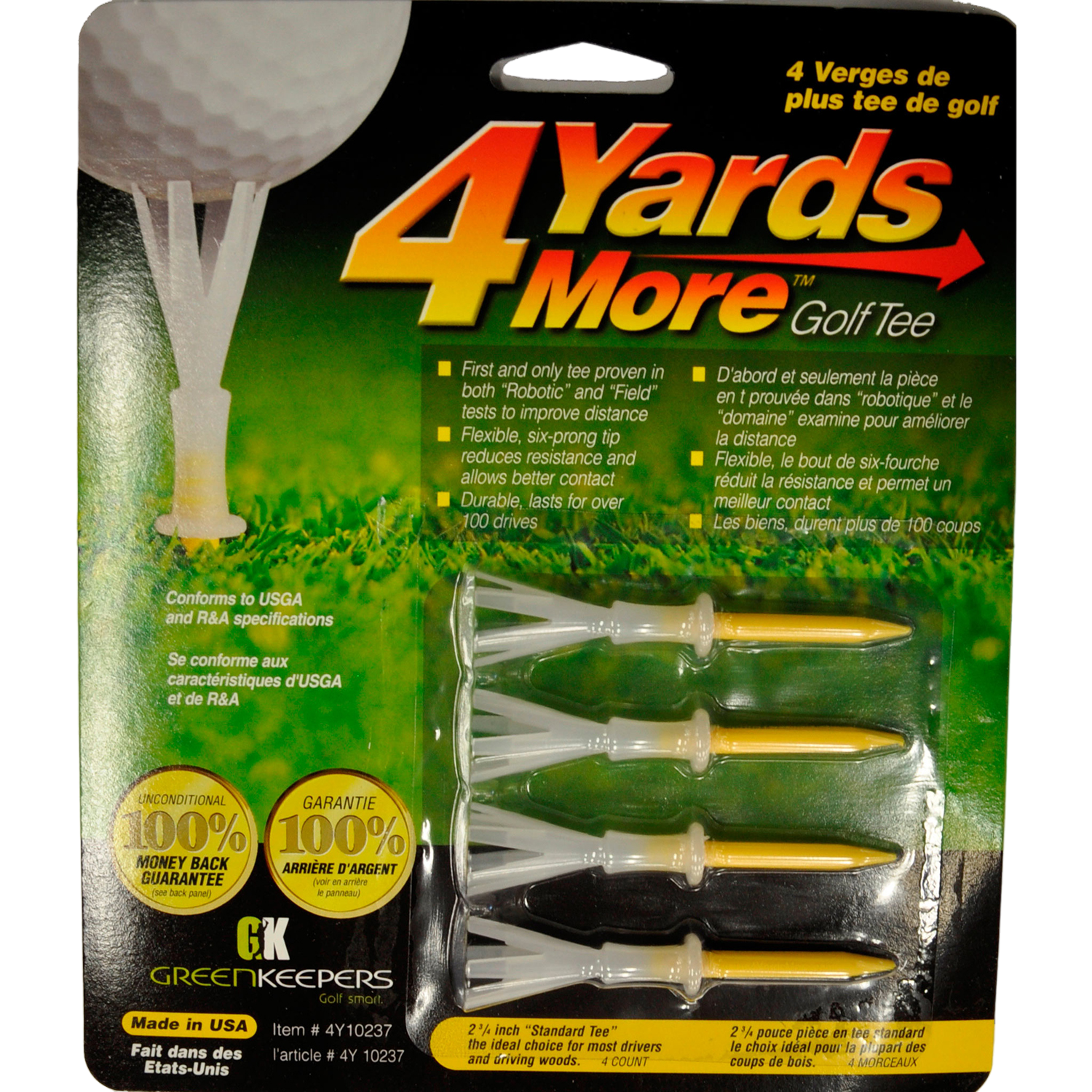 4YardsMore Yellow 2-3/4" Tees 4-Pack