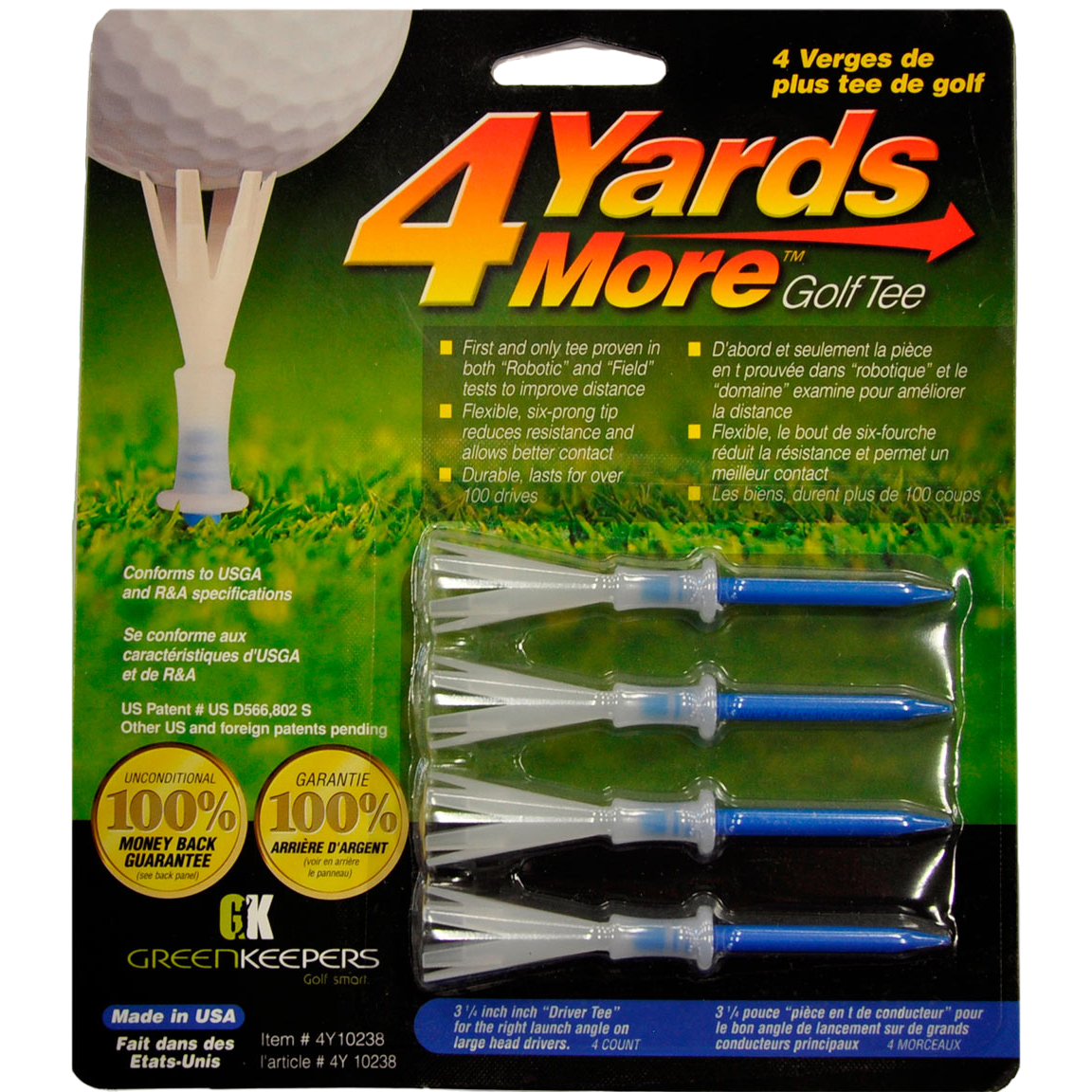 4YardsMore Blue 3-1/4" Tees 4-Pack