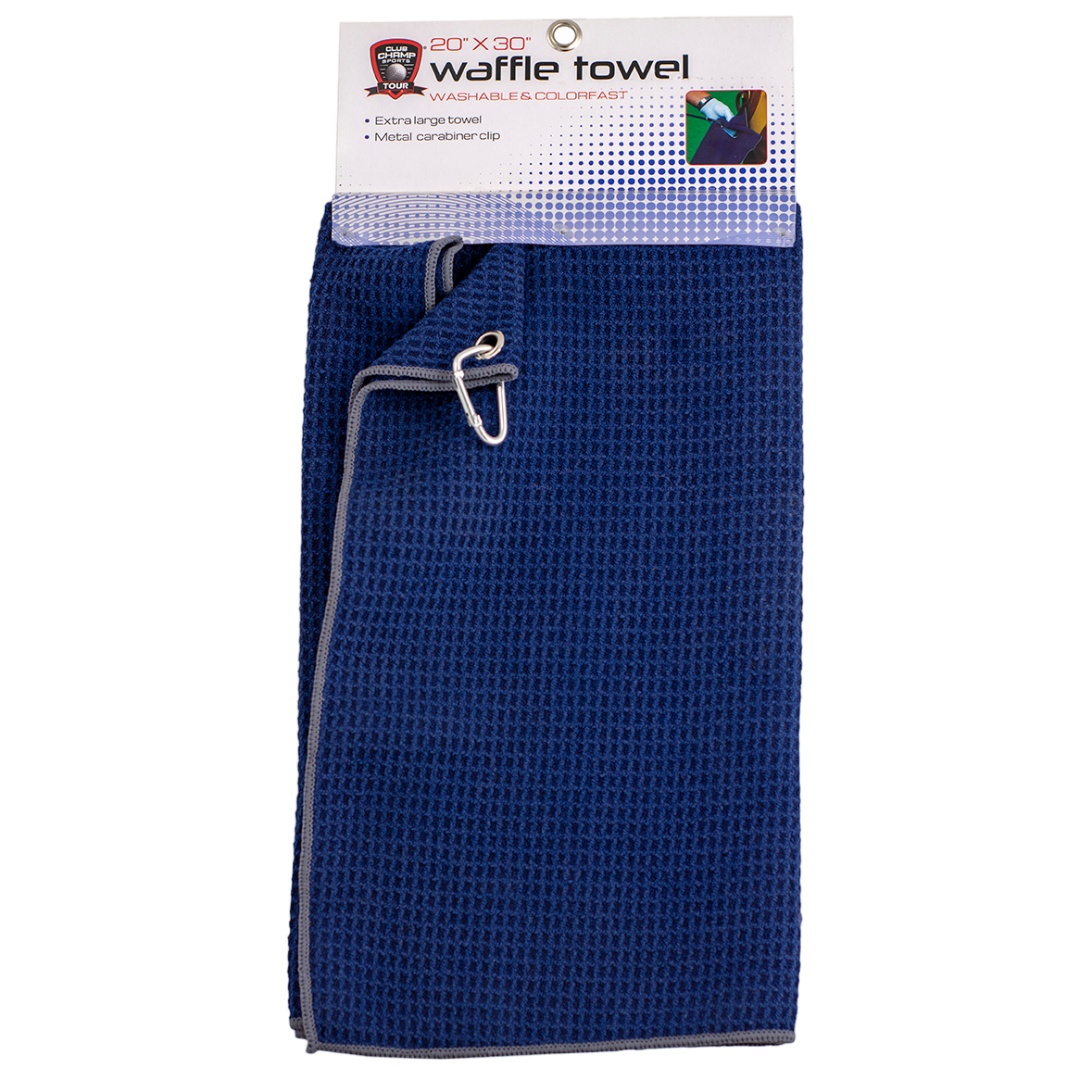 Navy Waffle Towel w/ Grey Trim
