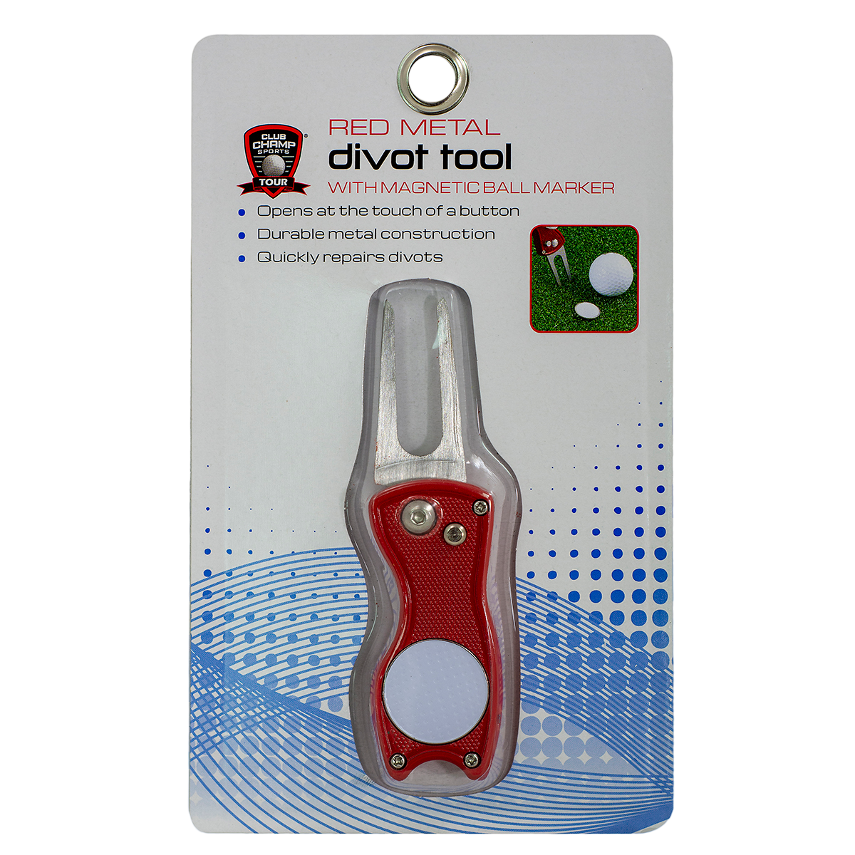 Red Metal Divot Tool w/ Magnetic Ball Marker