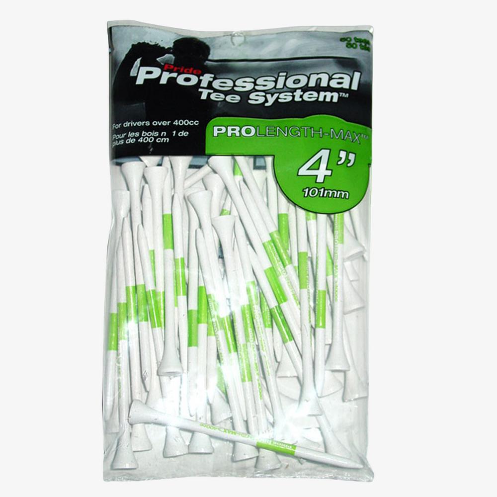 Pride Golf ProLength-Max 4" White Tees 50-Pack