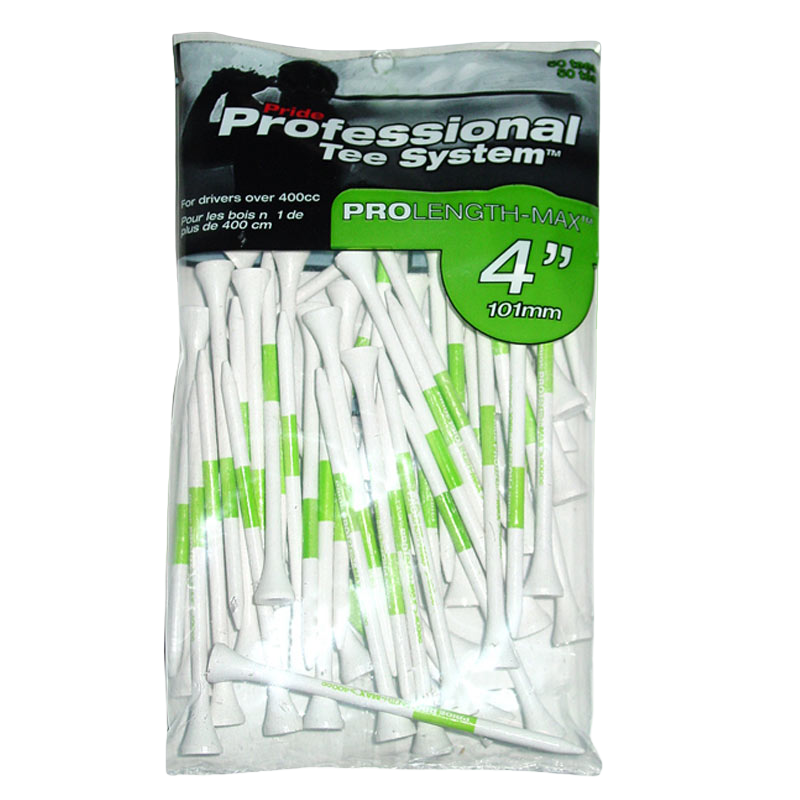 Pride Golf ProLength-Max 4" White Tees 50-Pack