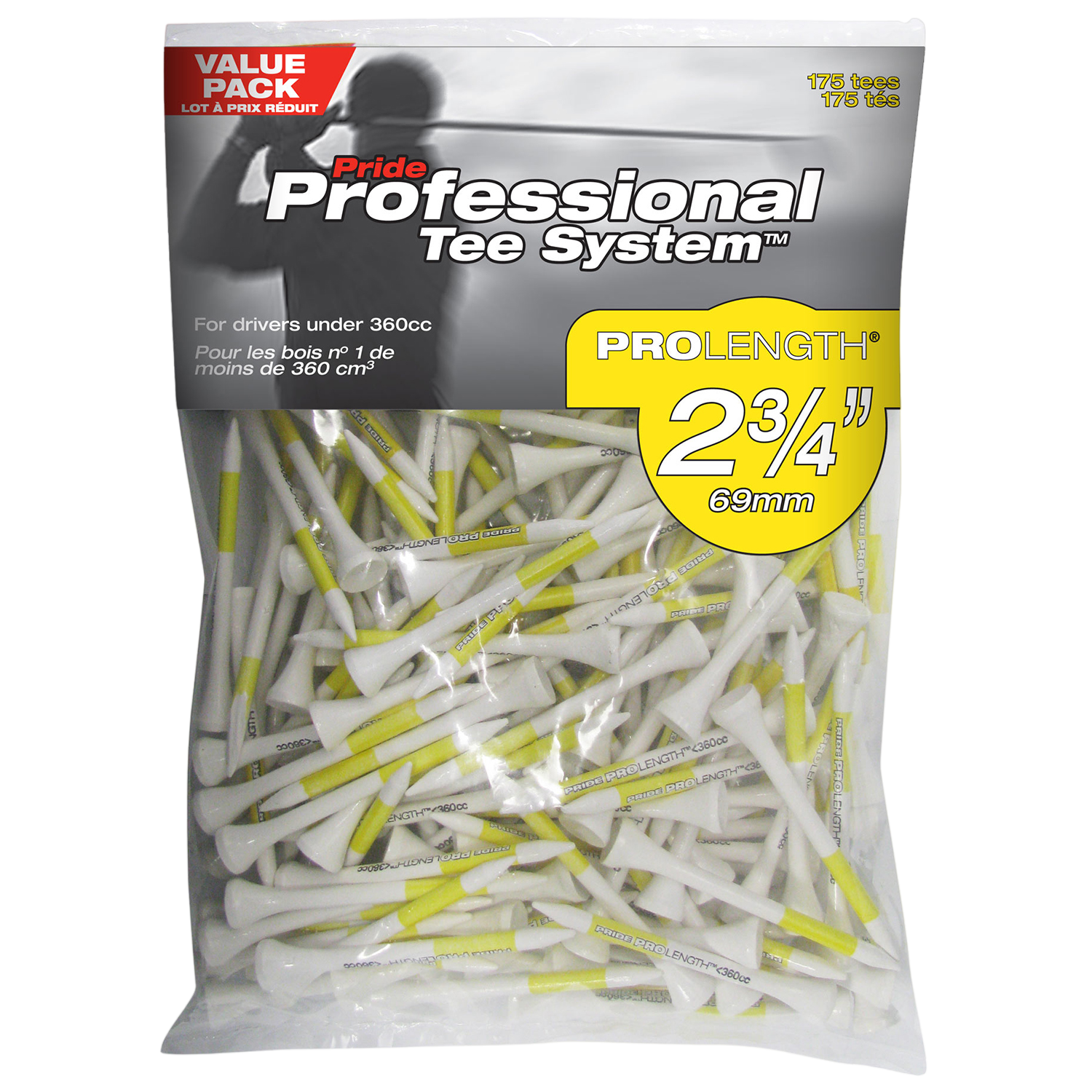 Pride Golf ProLength 2-3/4" Tees 175-Pack