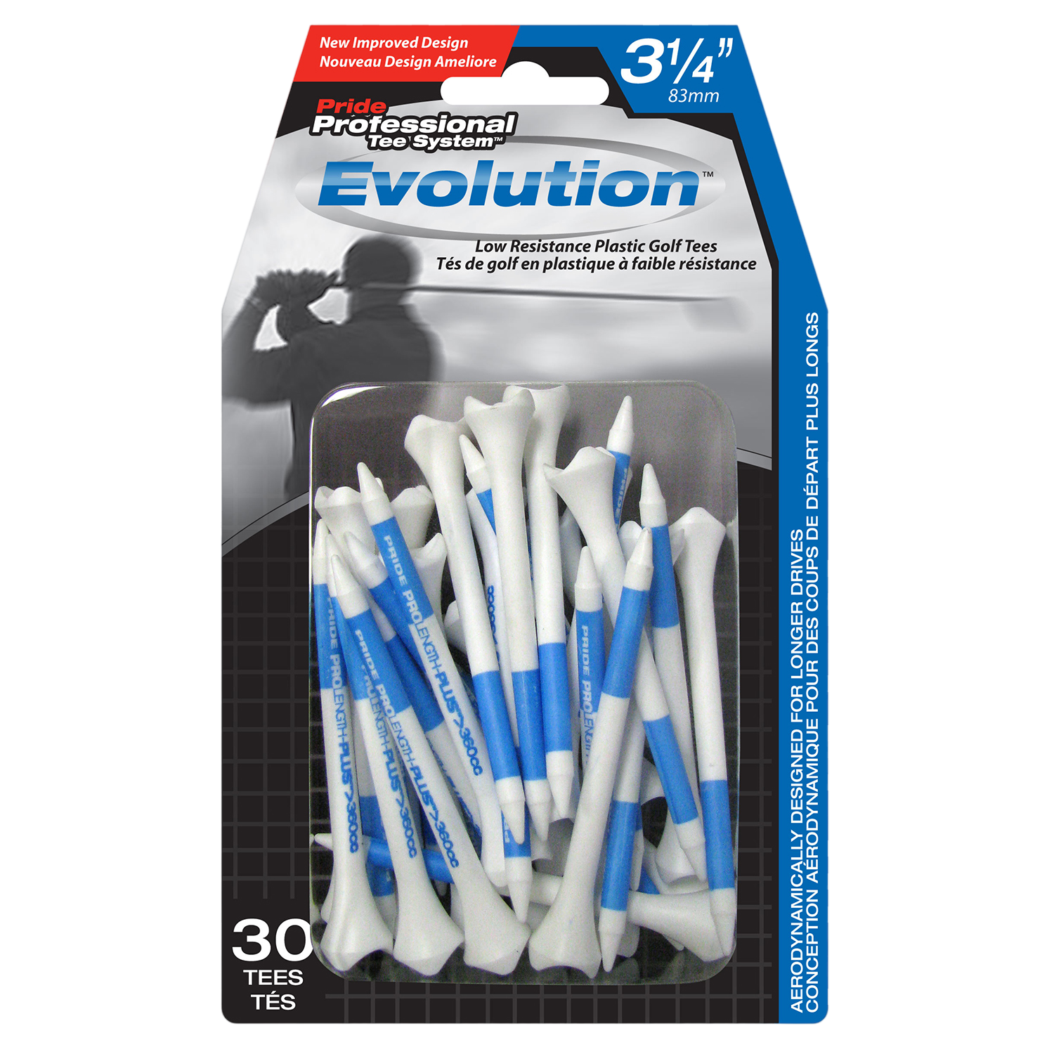 Pride Golf Evolution 3-1/4" Tees 30-Pack