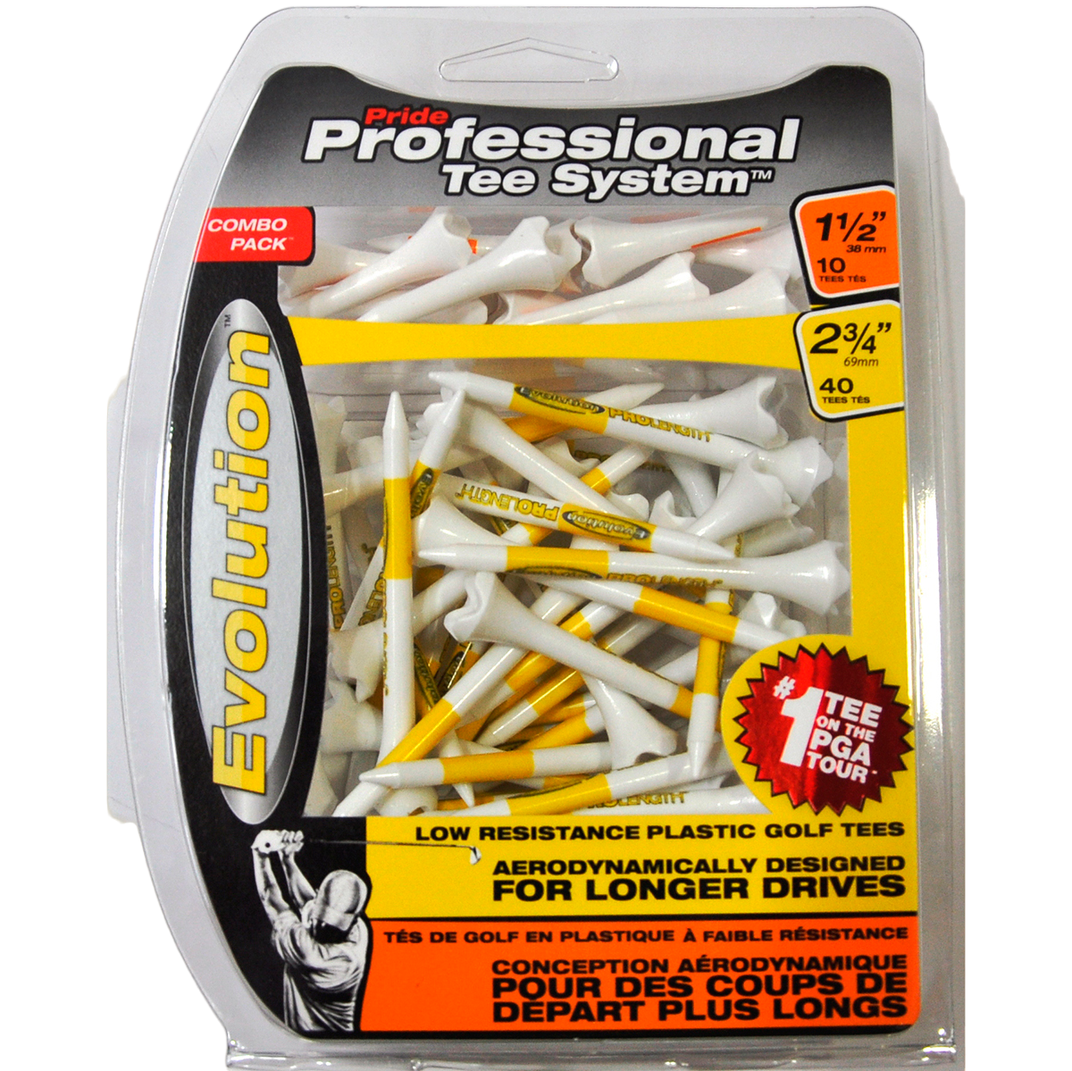 Professional Tee System 1-1/2" & 2-3/4" Combo Golf Tees 50-Pack