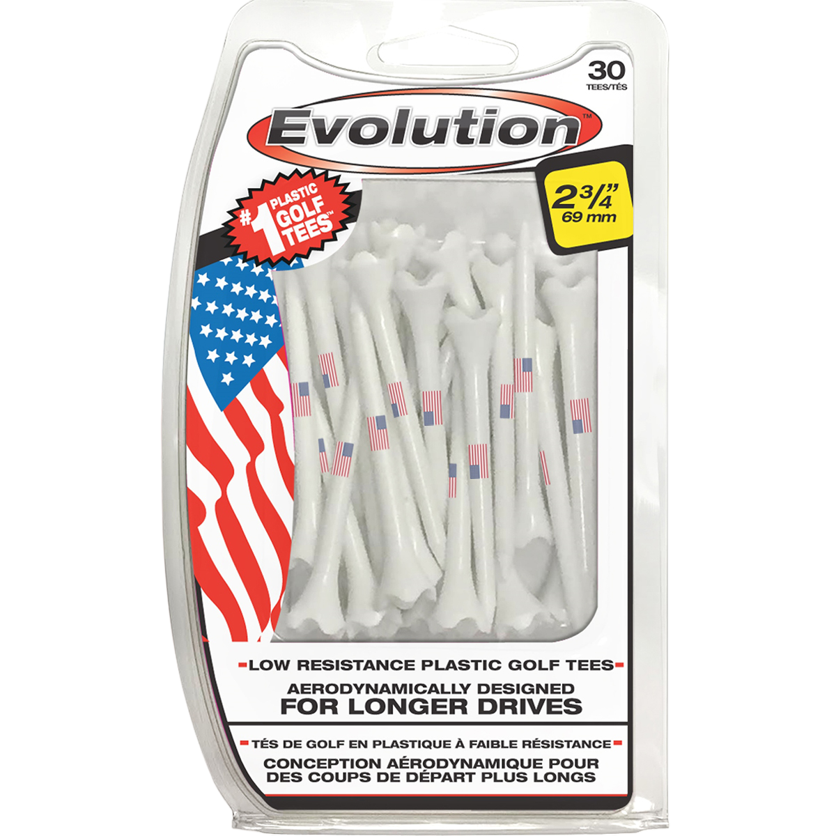 Professional Tee System USA 2-3/4" Golf Tees 30-Pack