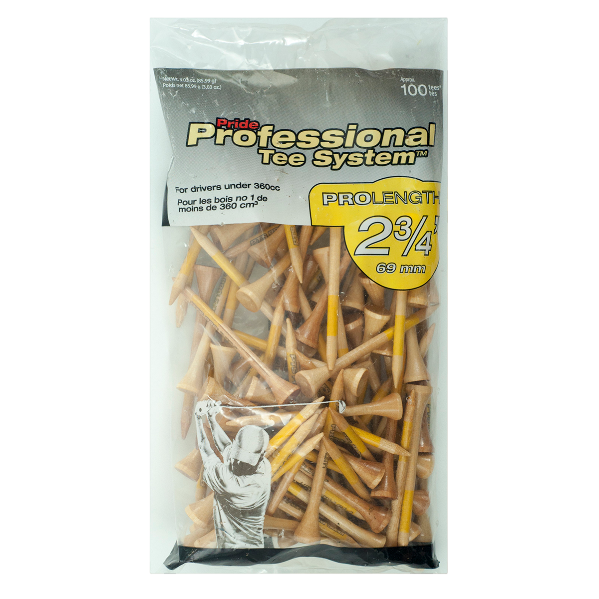 Professional Tee System 2-3/4" Natural Golf Tees 100-Pack