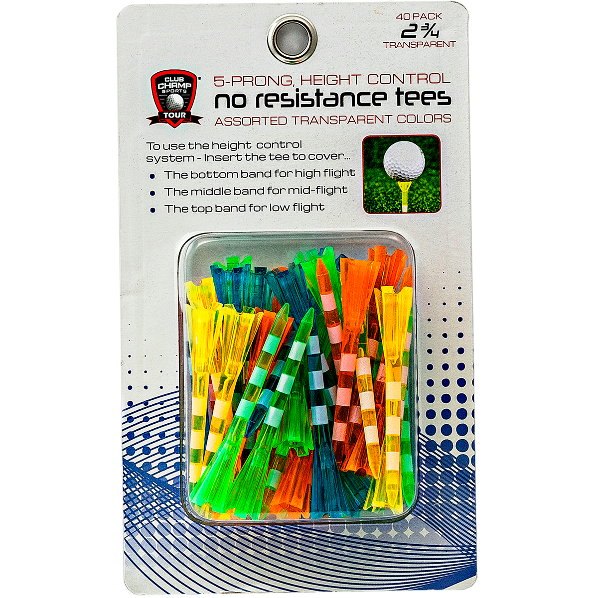 No Resistance 2-3/4" Tees w/ Stripes 40-Pack