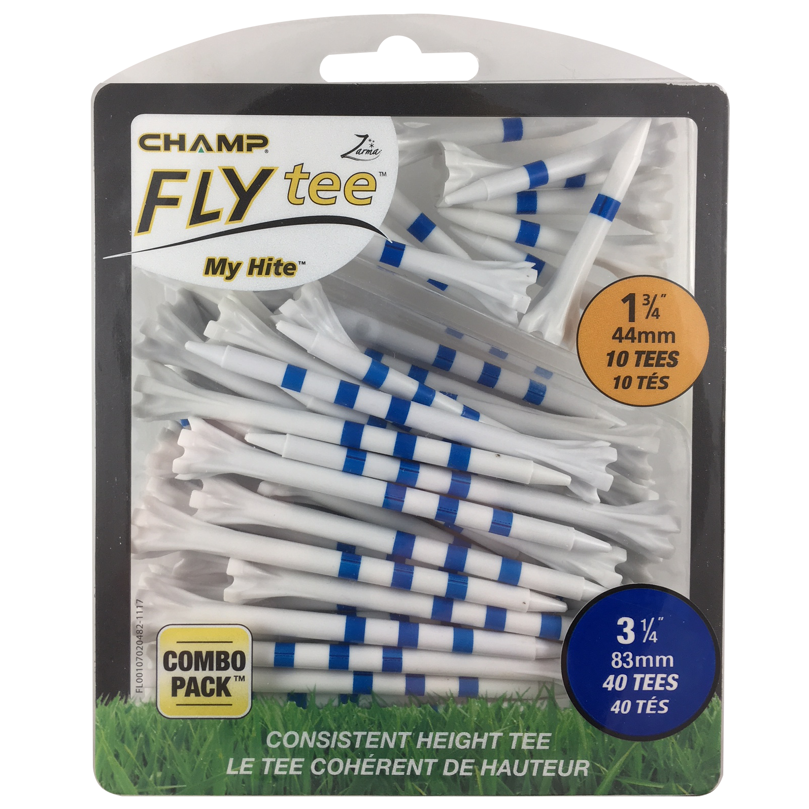 Champ Zarma FLYtee MyHite Blue 1-3/4" & 3-1/4" Tee Combo 50-Pack