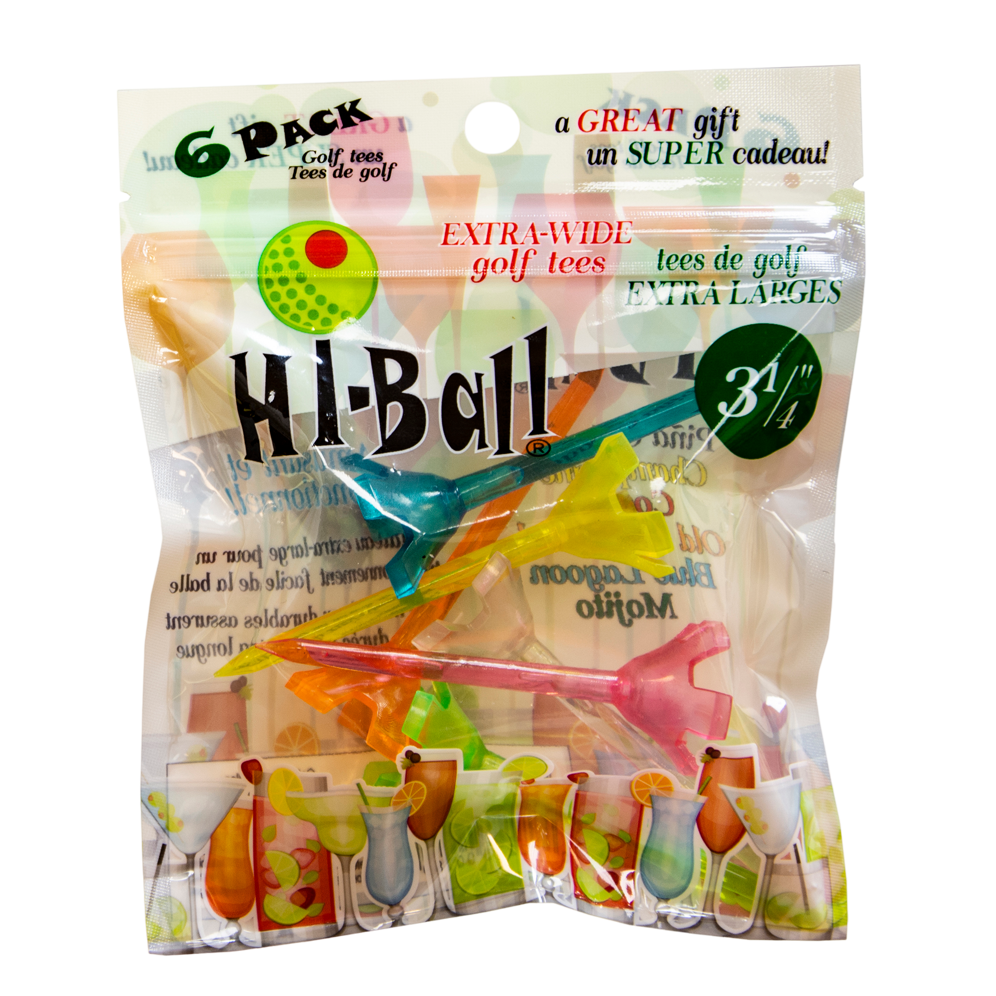 Hi-Ball Translucent 3-1/4" Tees 6-Pack