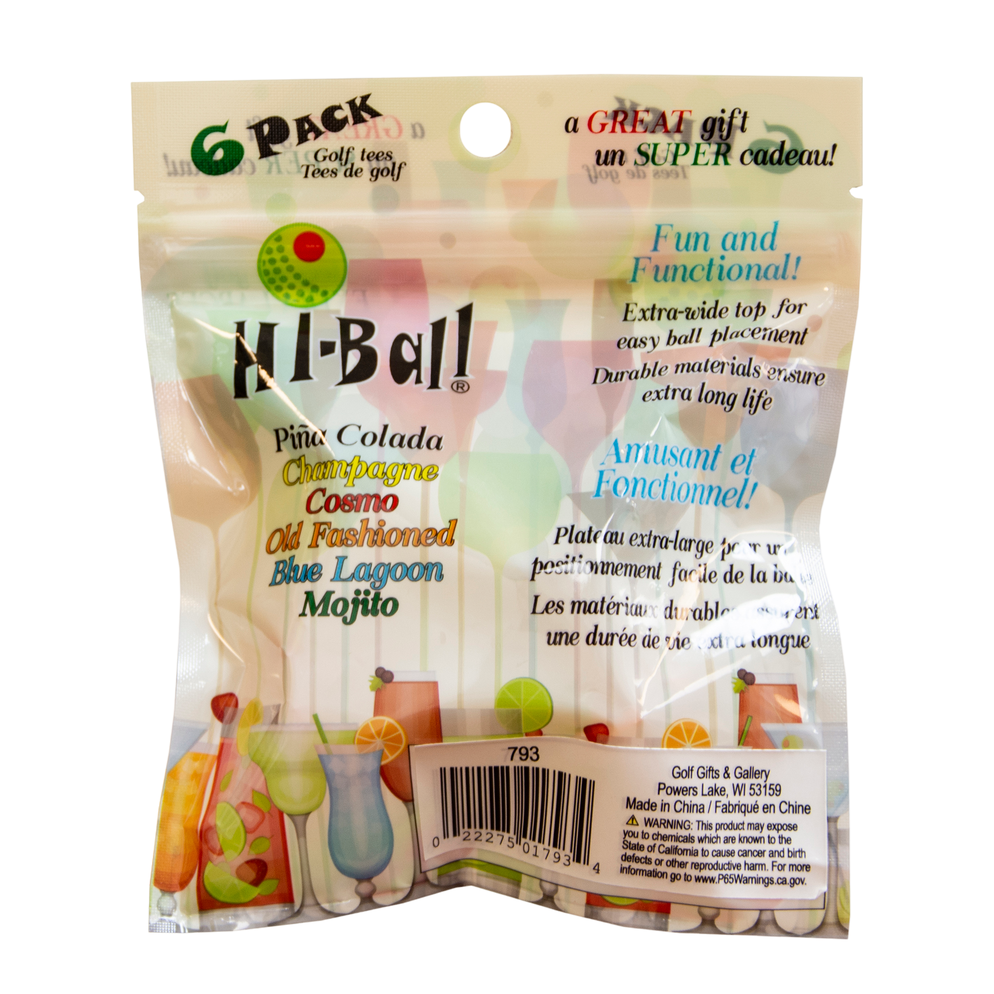 Hi-Ball Translucent 3-1/4" Tees 6-Pack