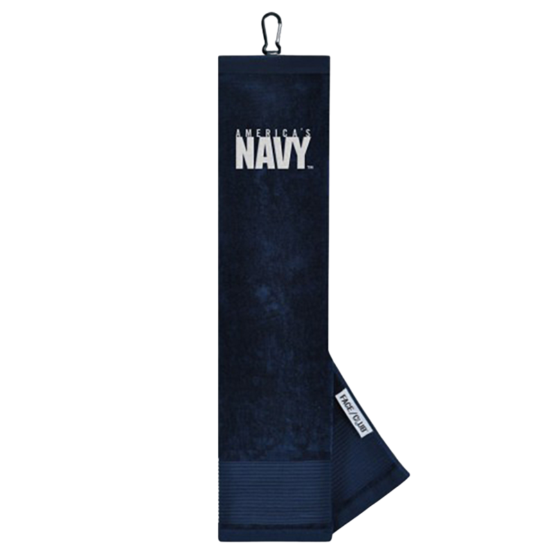 Navy Tri-Fold Embroidered Towel